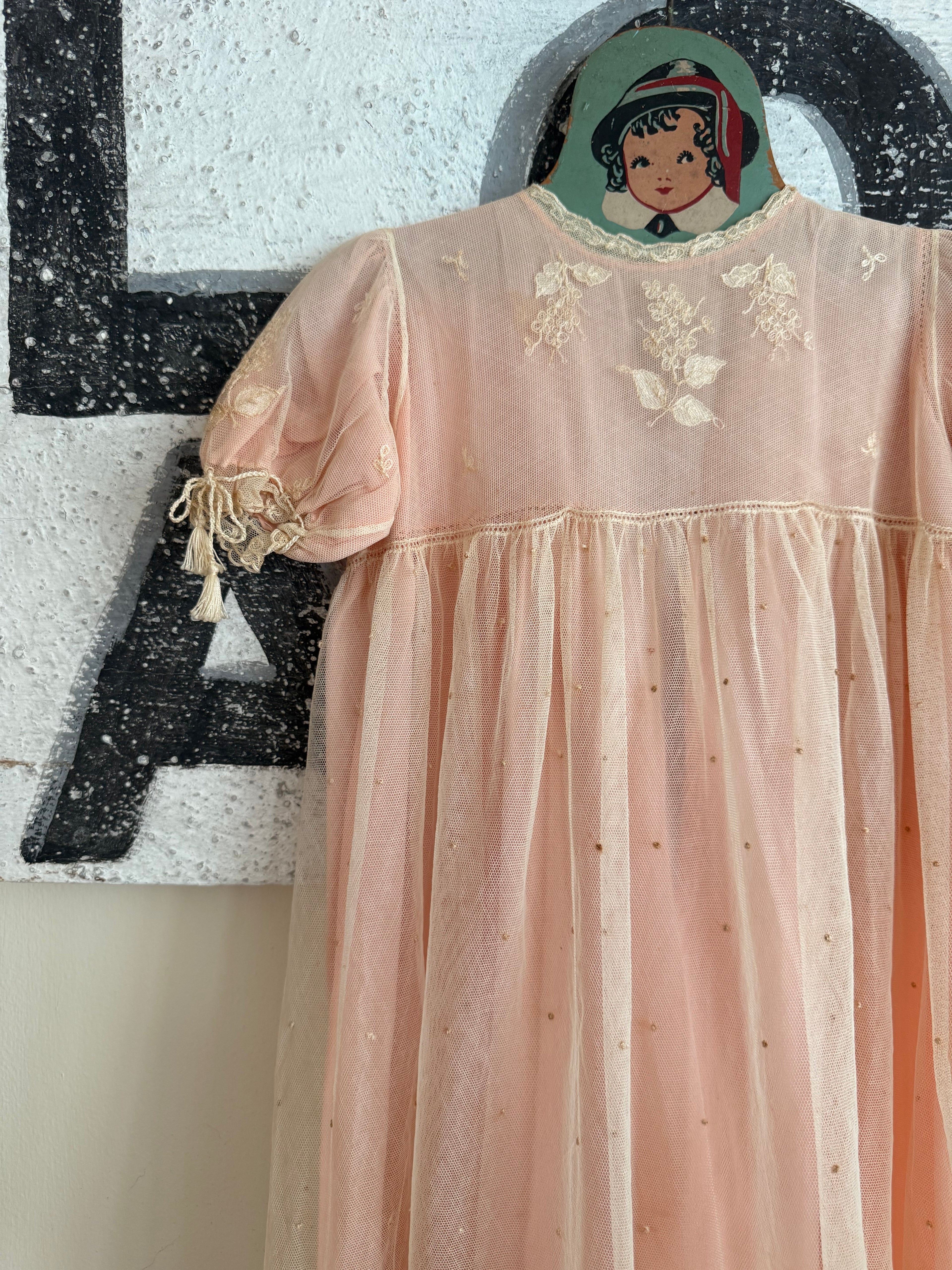 1920s embroidered net & silk dress