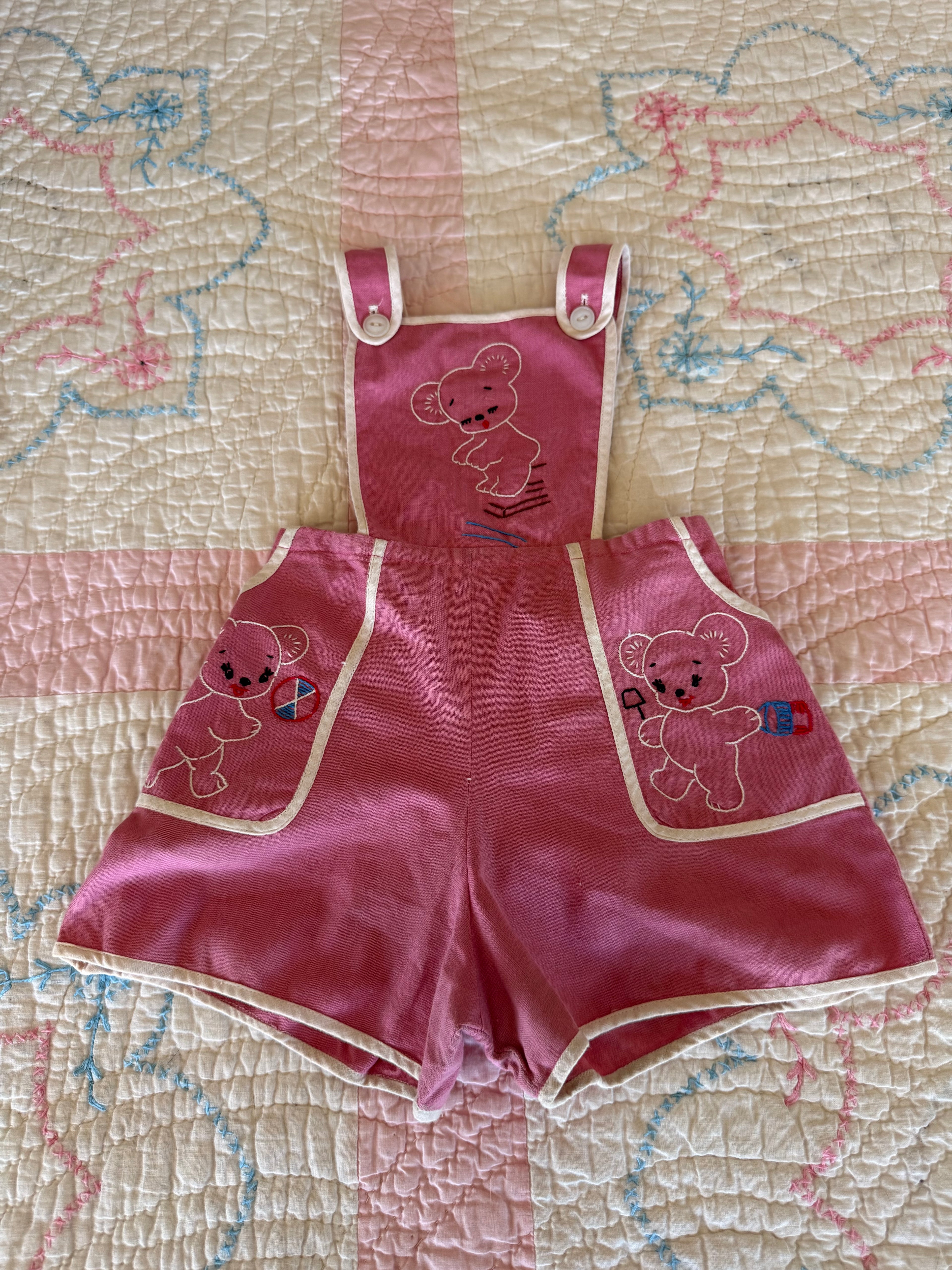 1950s play bear overalls