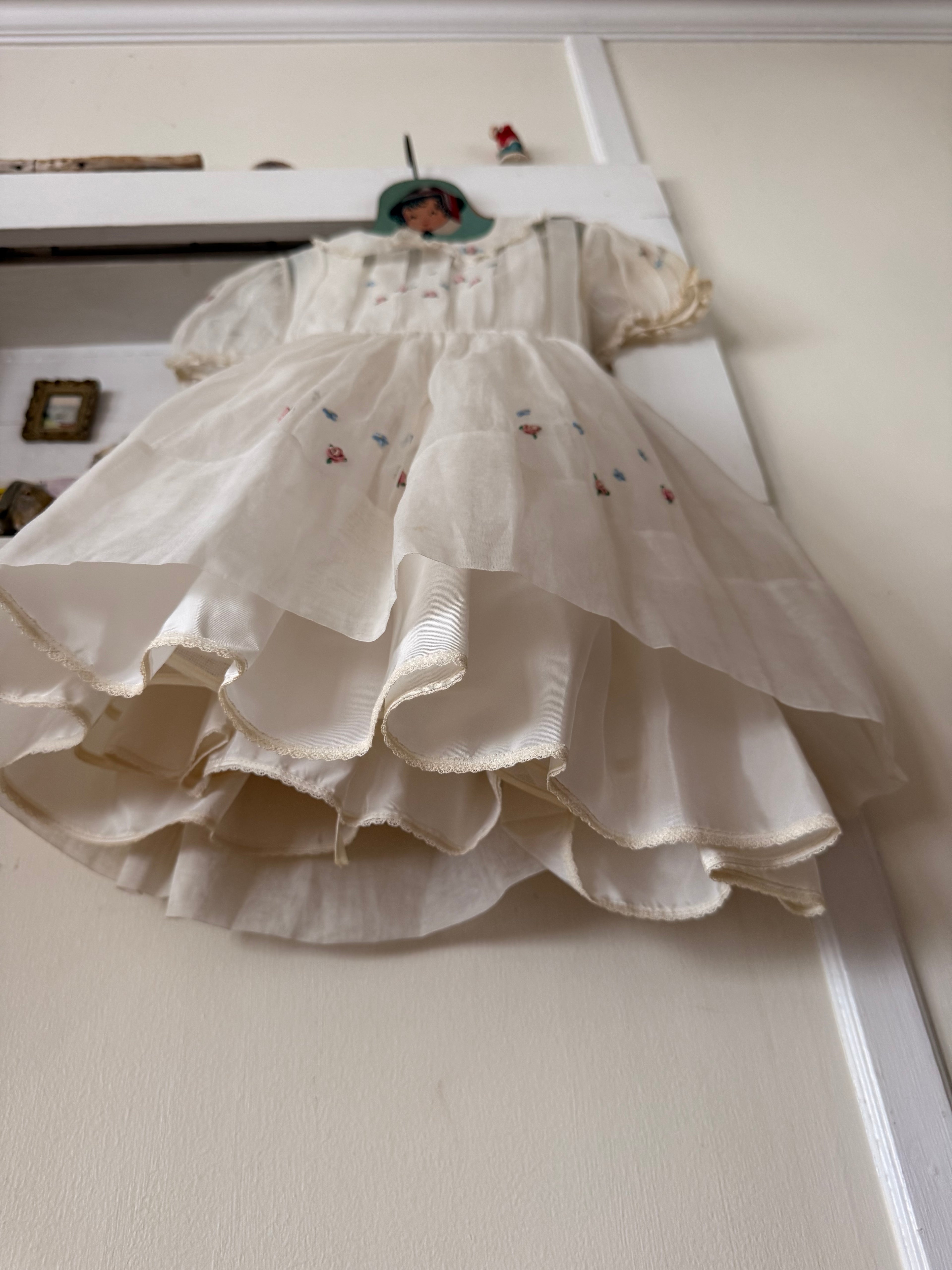 1950s embroidered organdy dress & slip