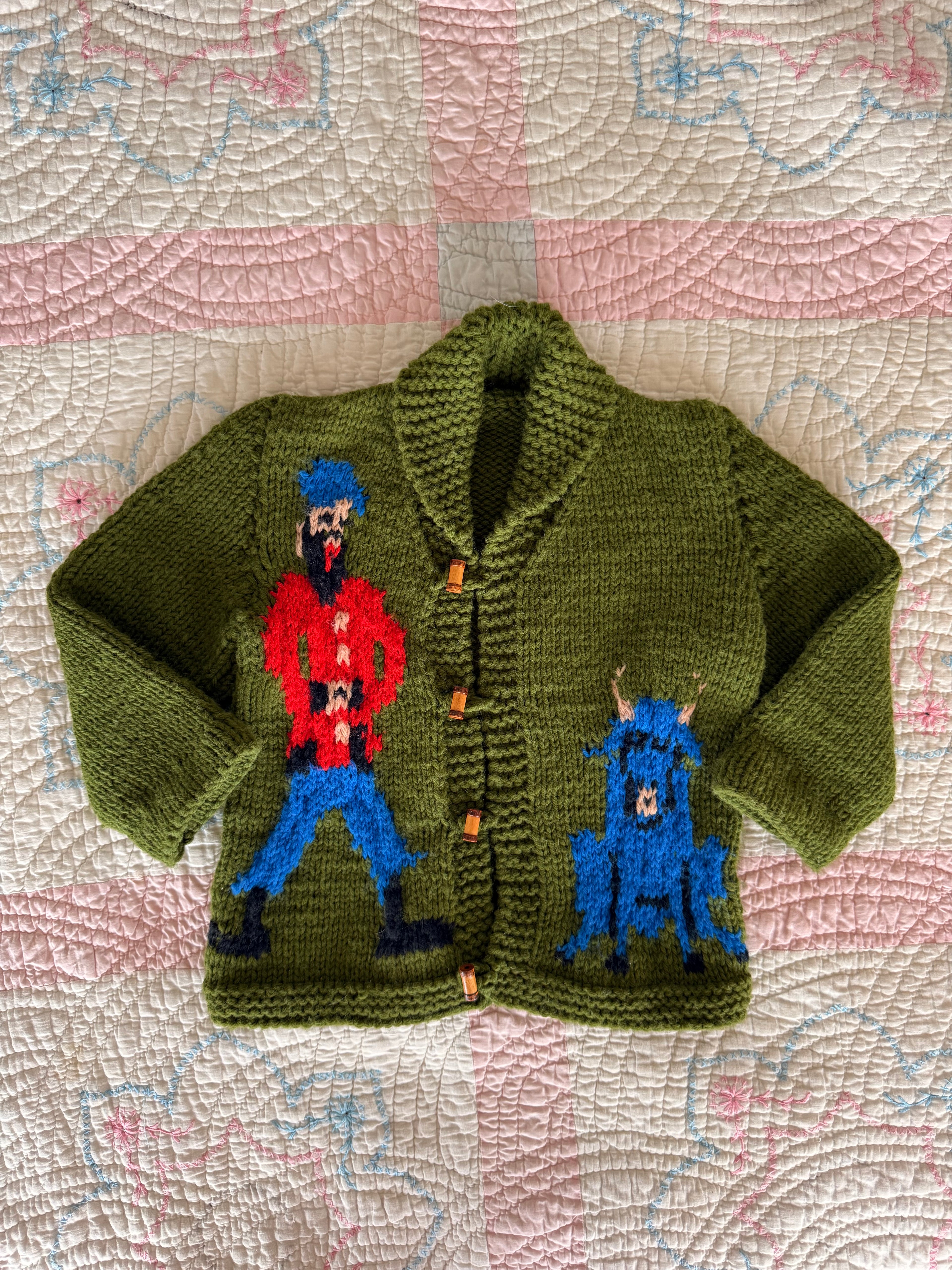 1950s paul bunyan & babe cowichan sweater