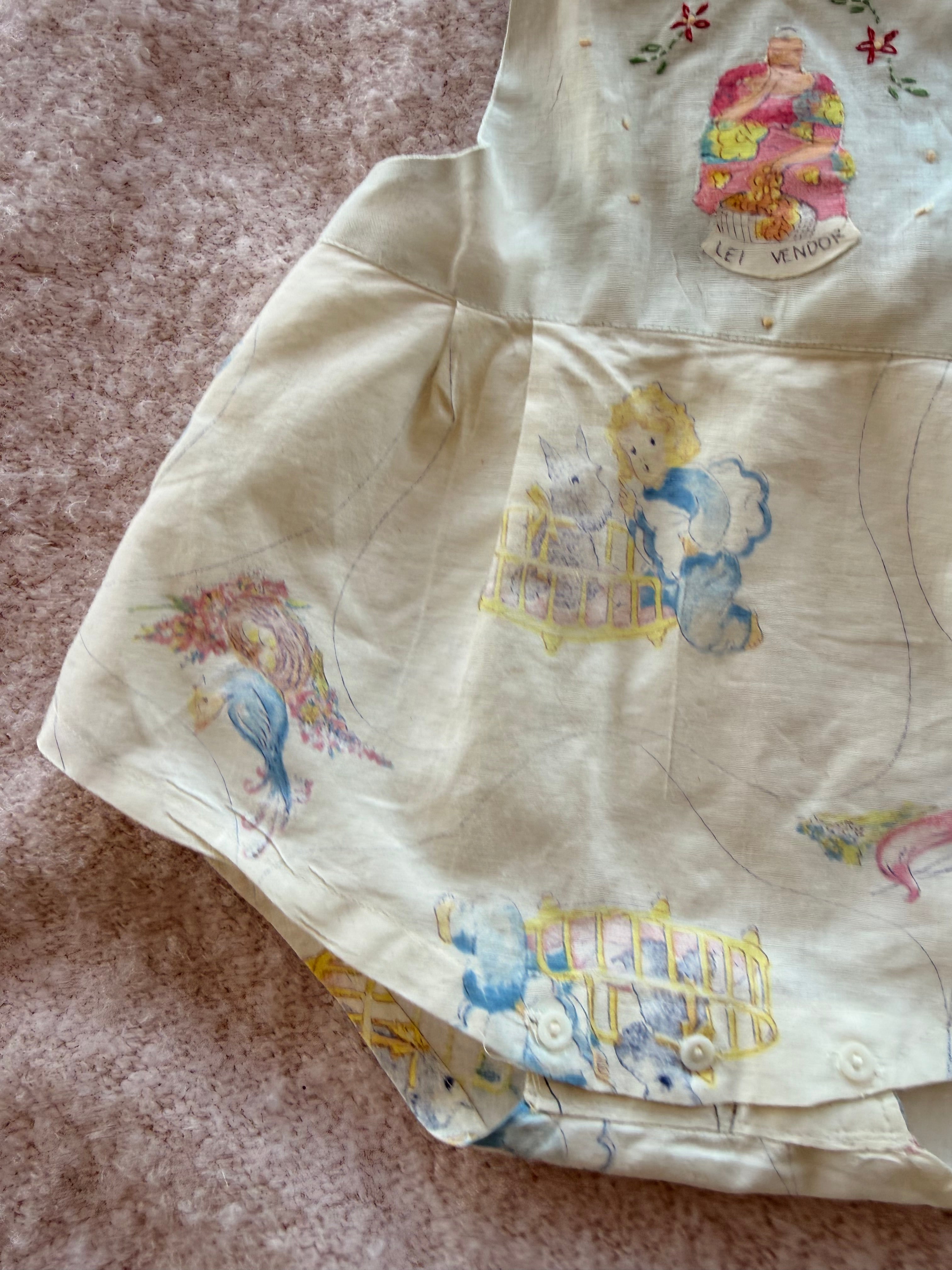 1950s hawaiian folk art romper