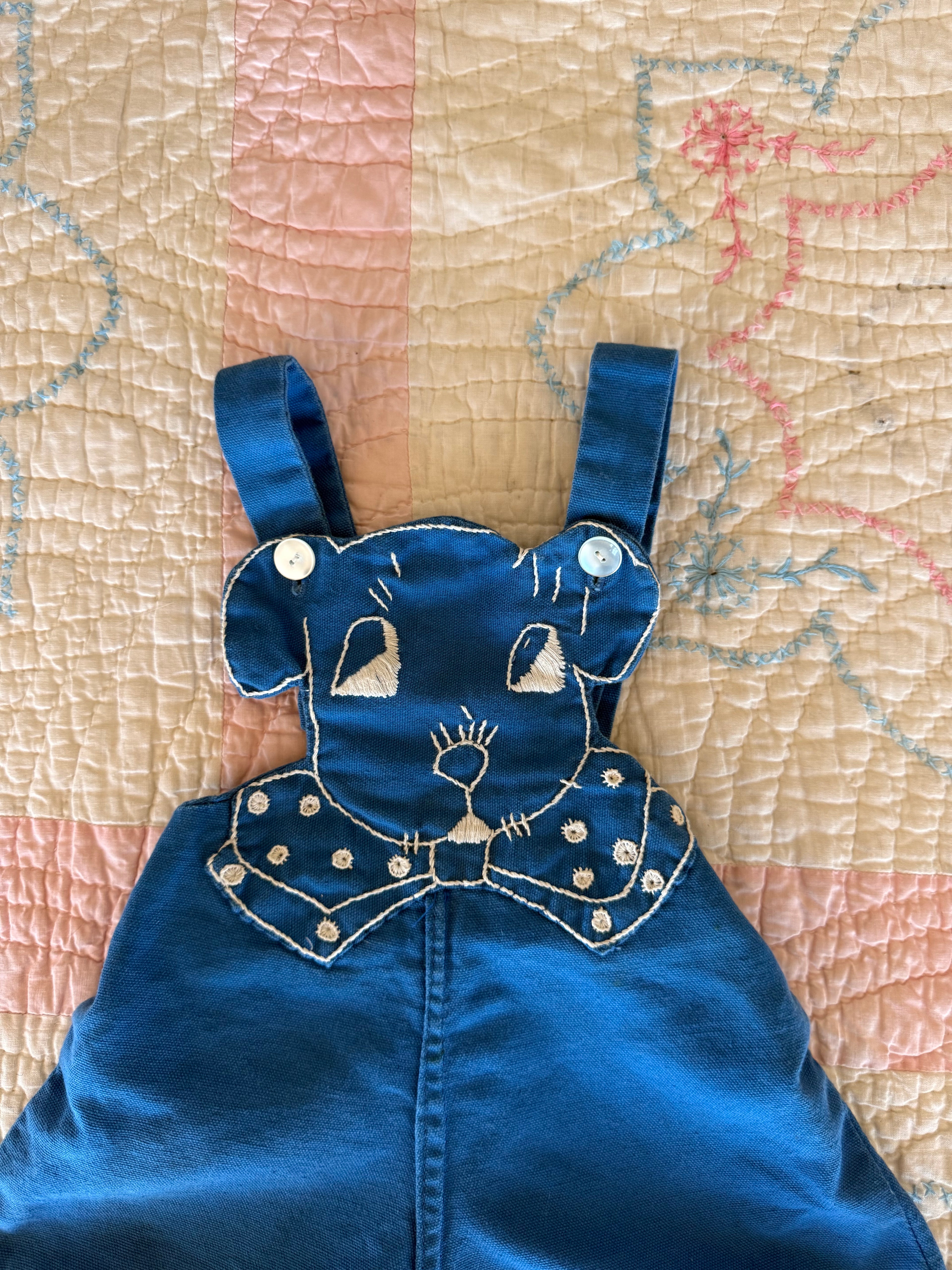 1960s doggy overalls, blue