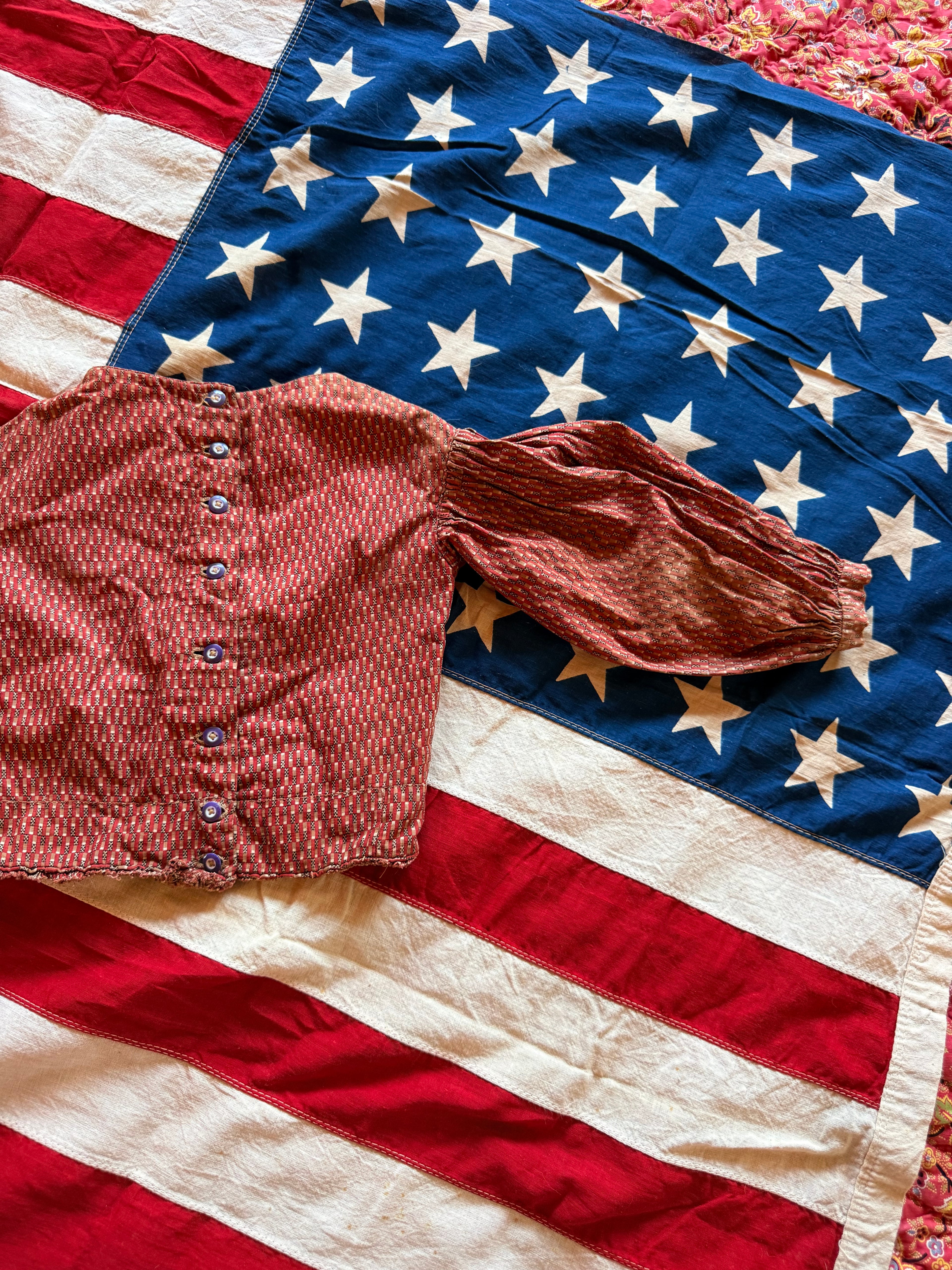 1900s rust colored printed bodice