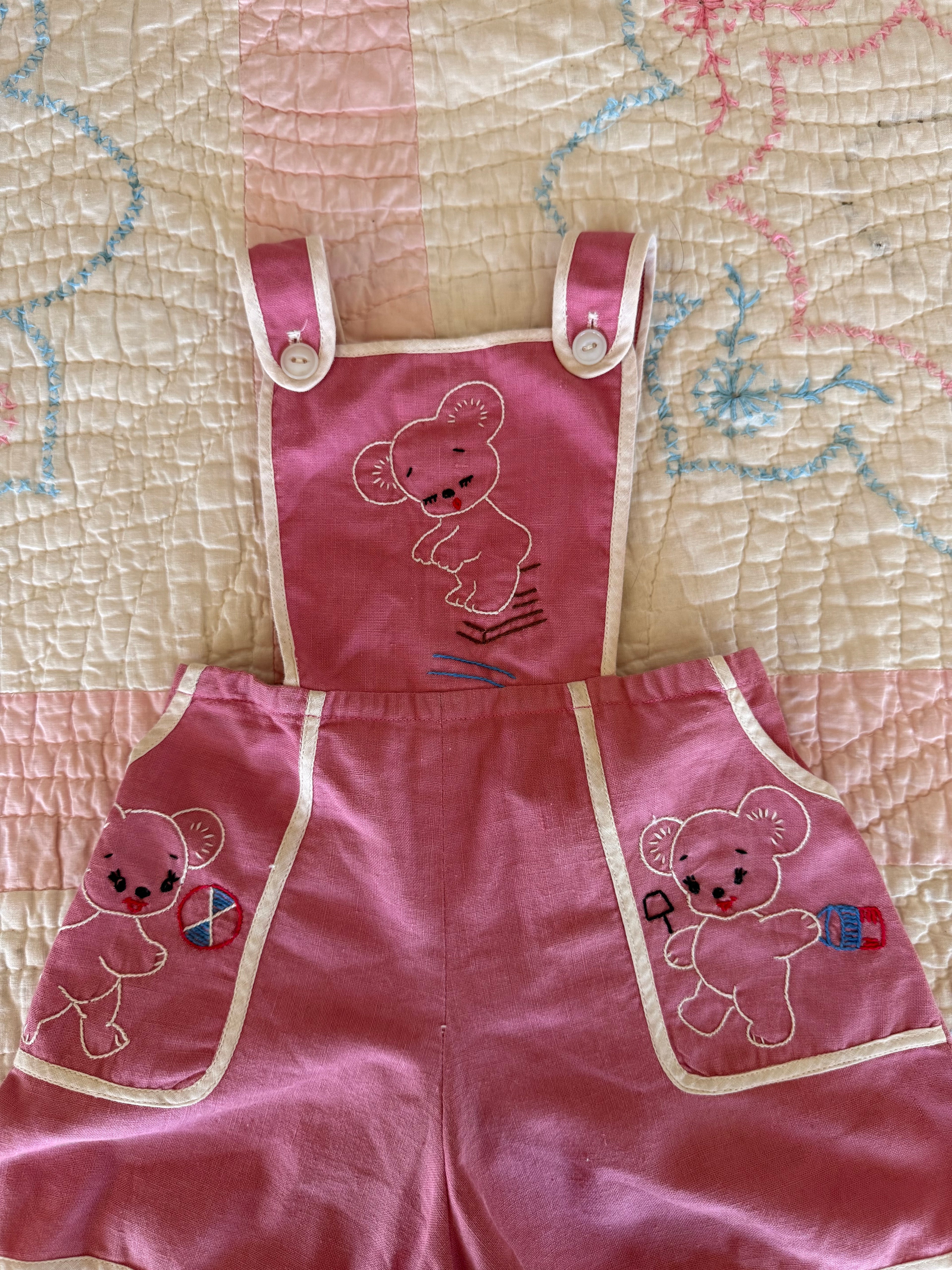 1950s play bear overalls