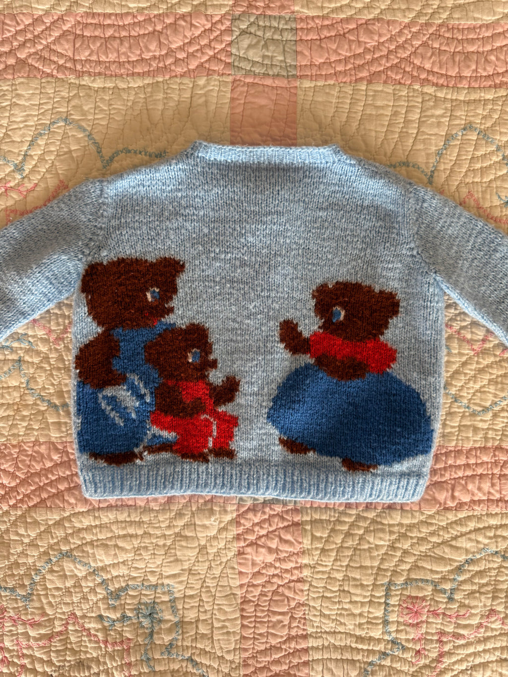 1960s three little bears cardigan, baby blue