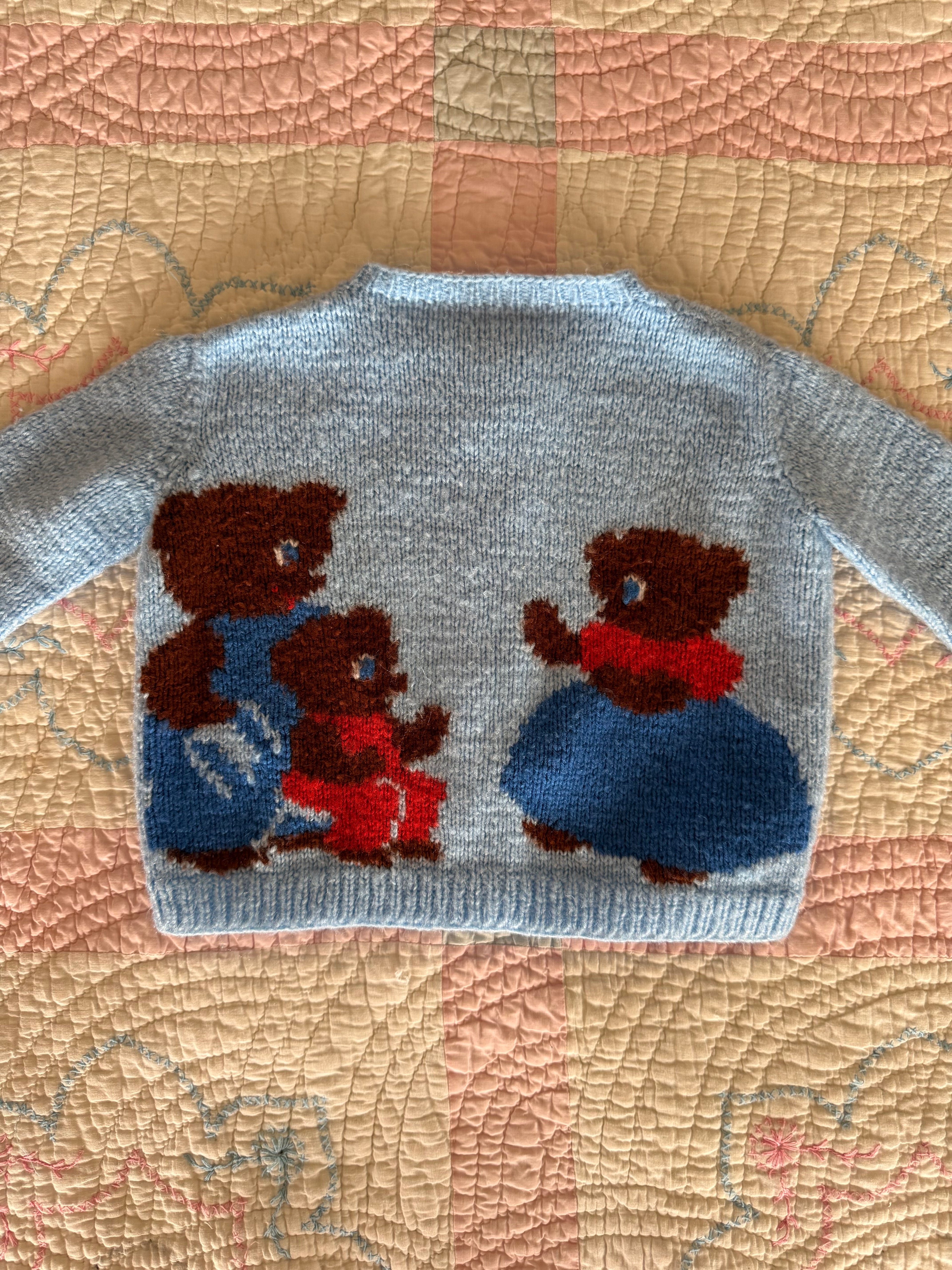 1960s three little bears cardigan, baby blue