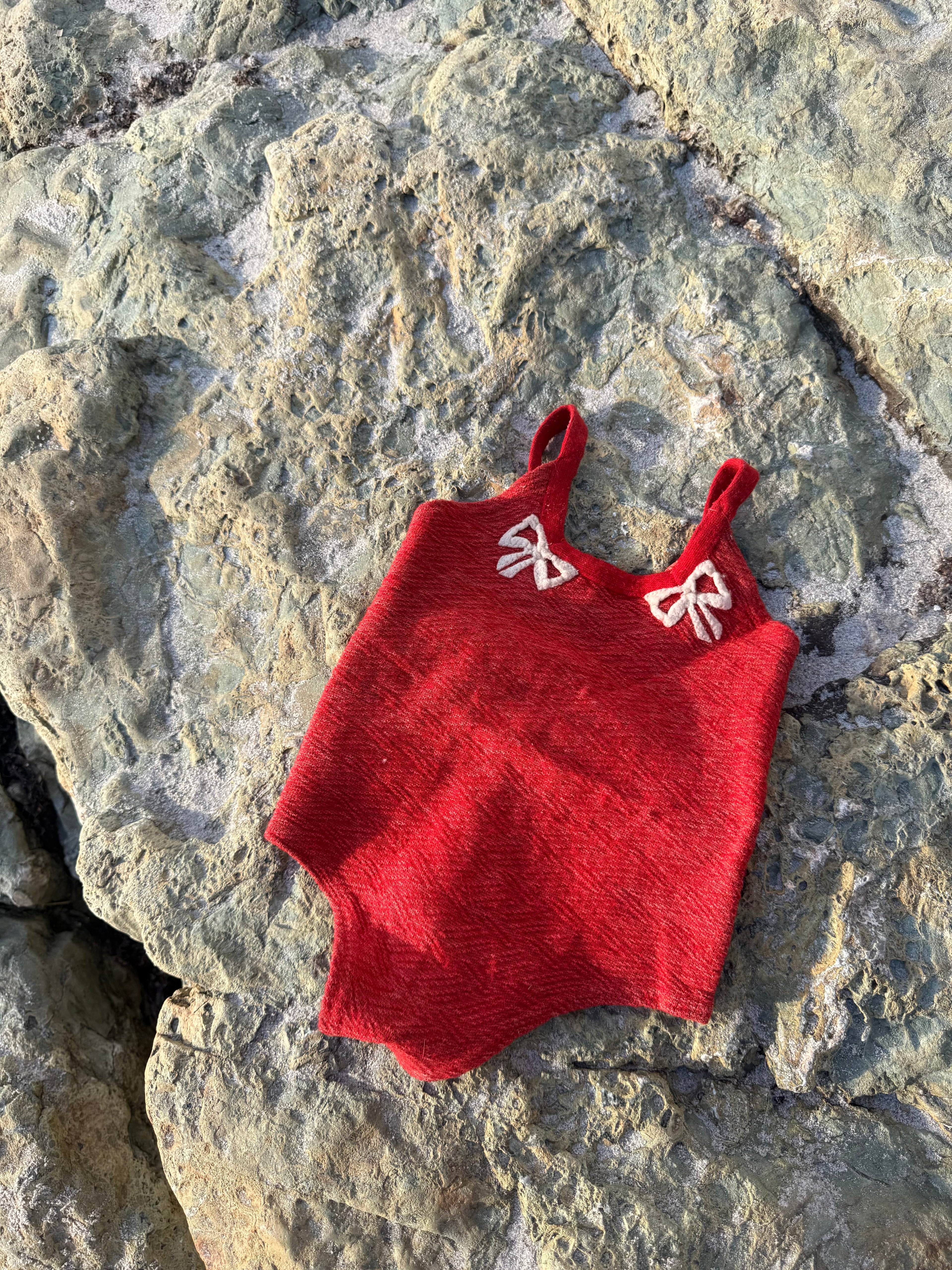 1960s red knit bathing suit