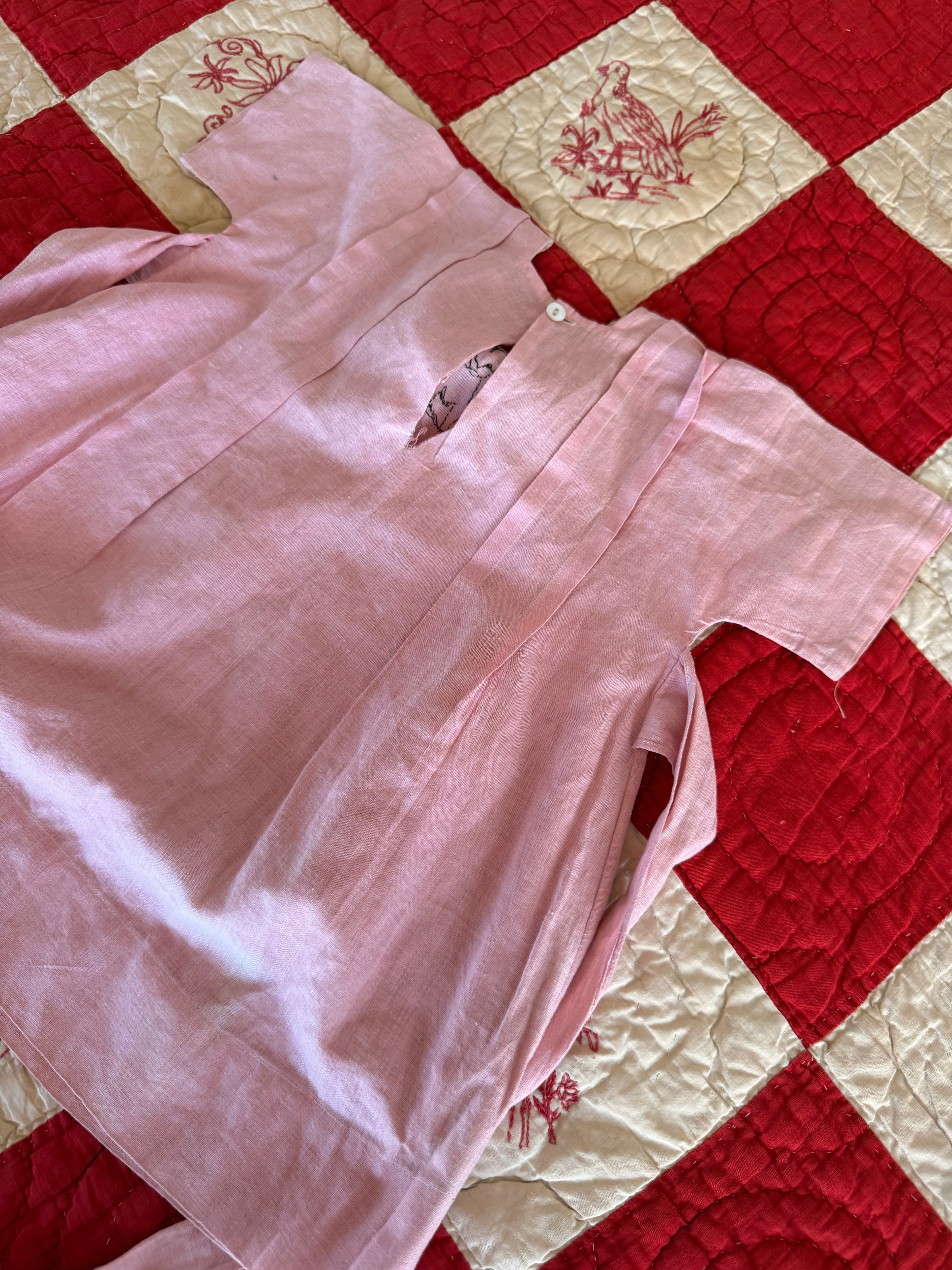 1930s pink linen puppy dress