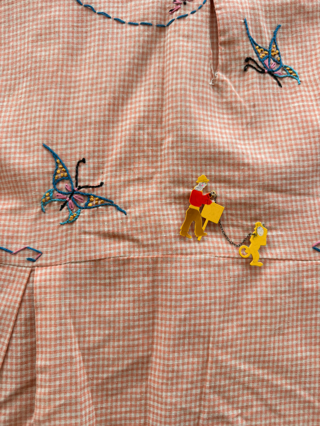 1930s orange checked butterfly dress