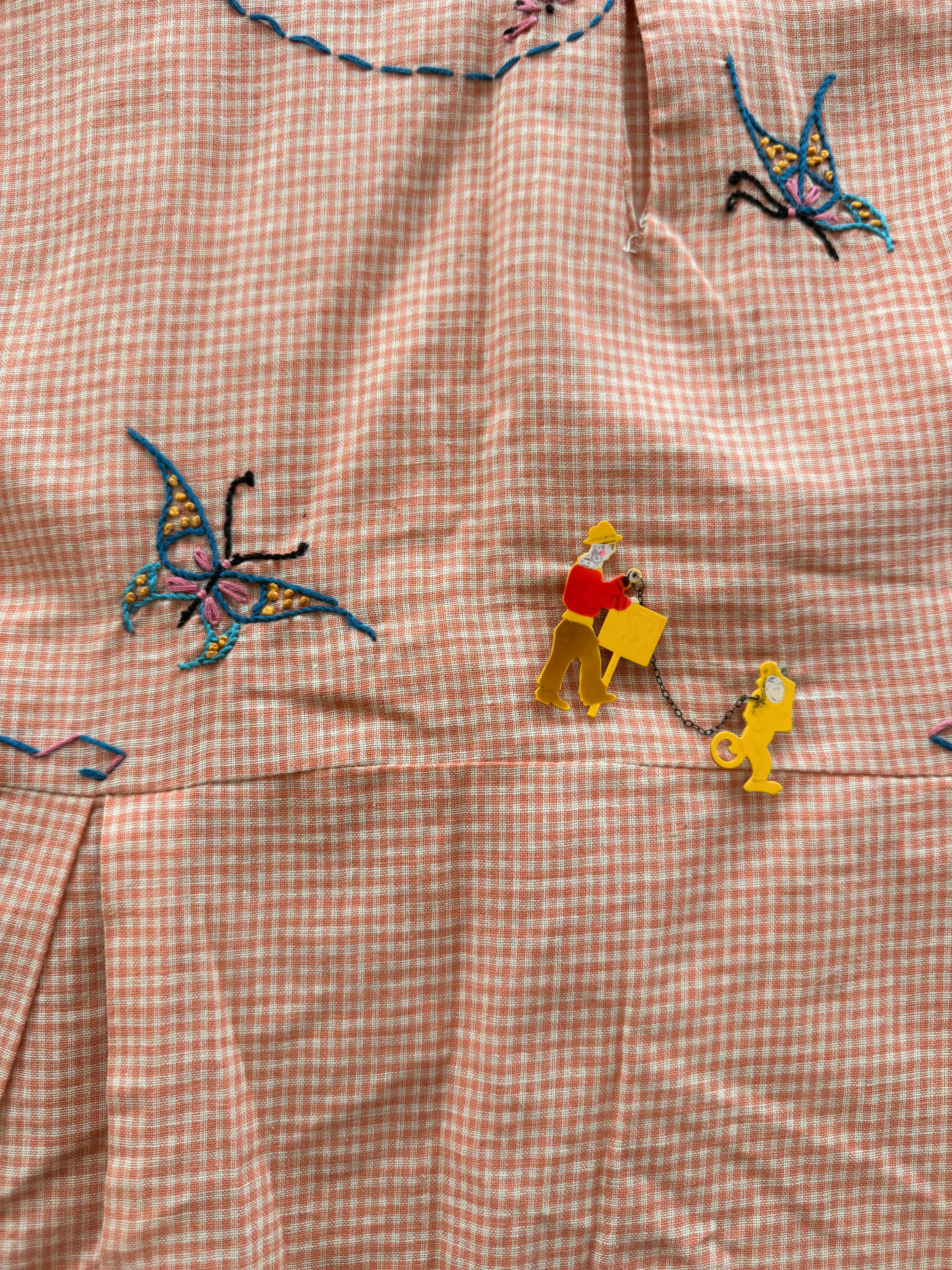 1930s orange checked butterfly dress