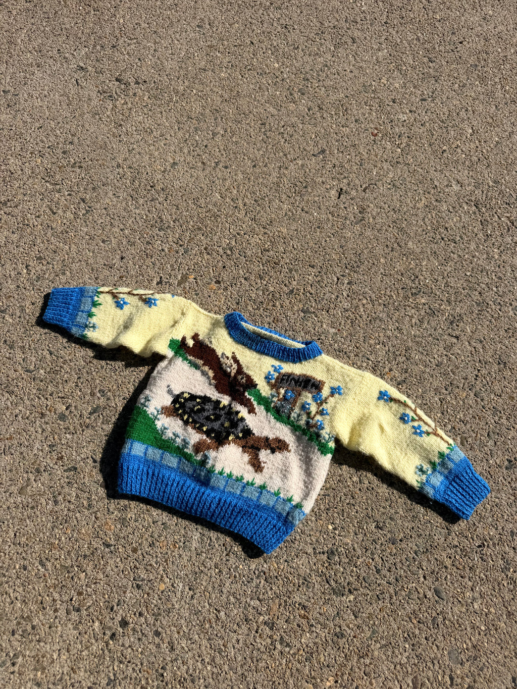 1980s tortoise & the hare wool sweater