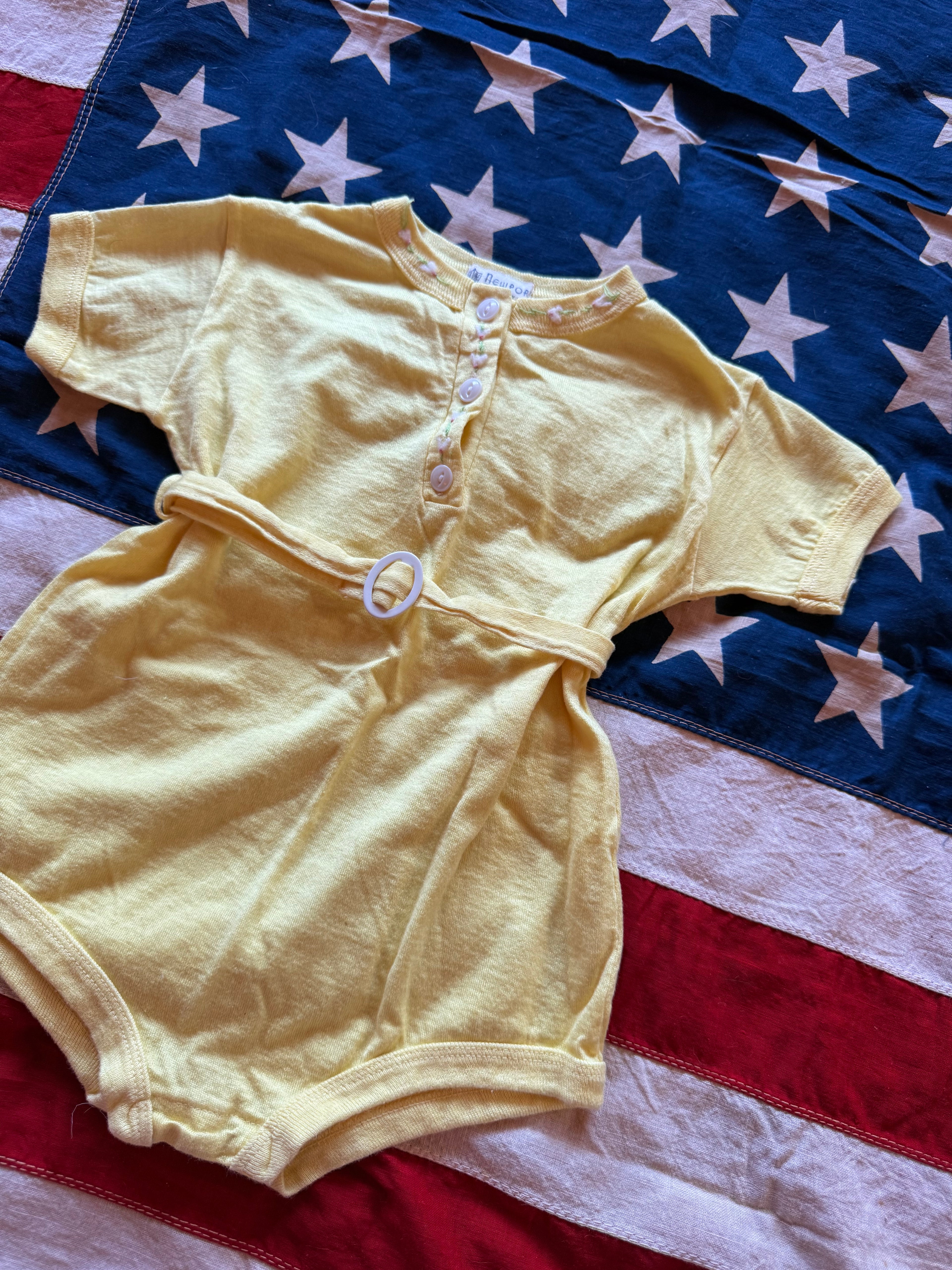 1940s yellow belted romper