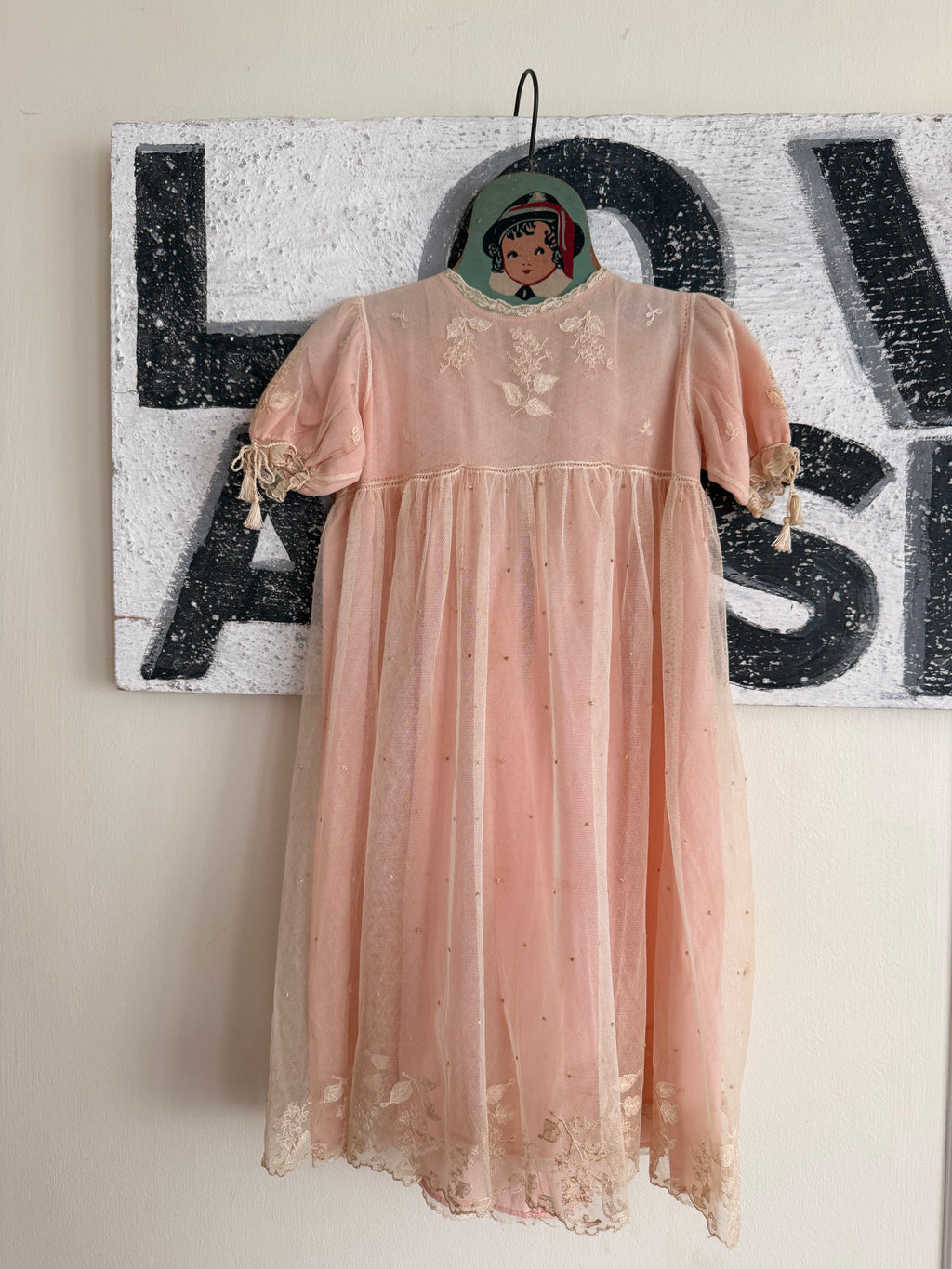 1920s embroidered net & silk dress