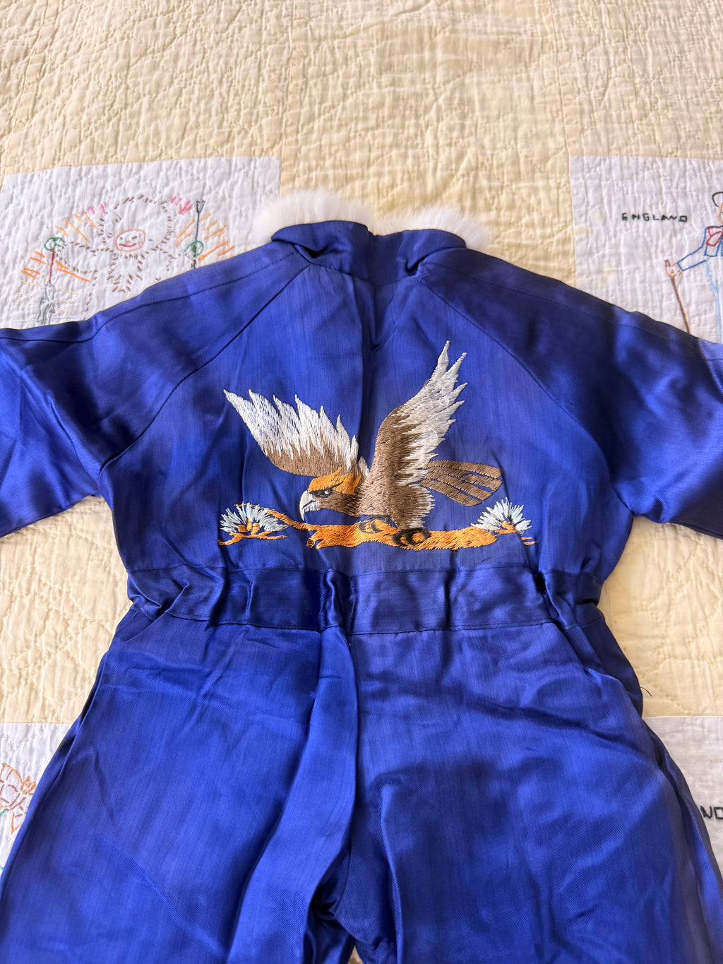 1940s japanese sukajan souvenir snowsuit, betty boop & peter pan