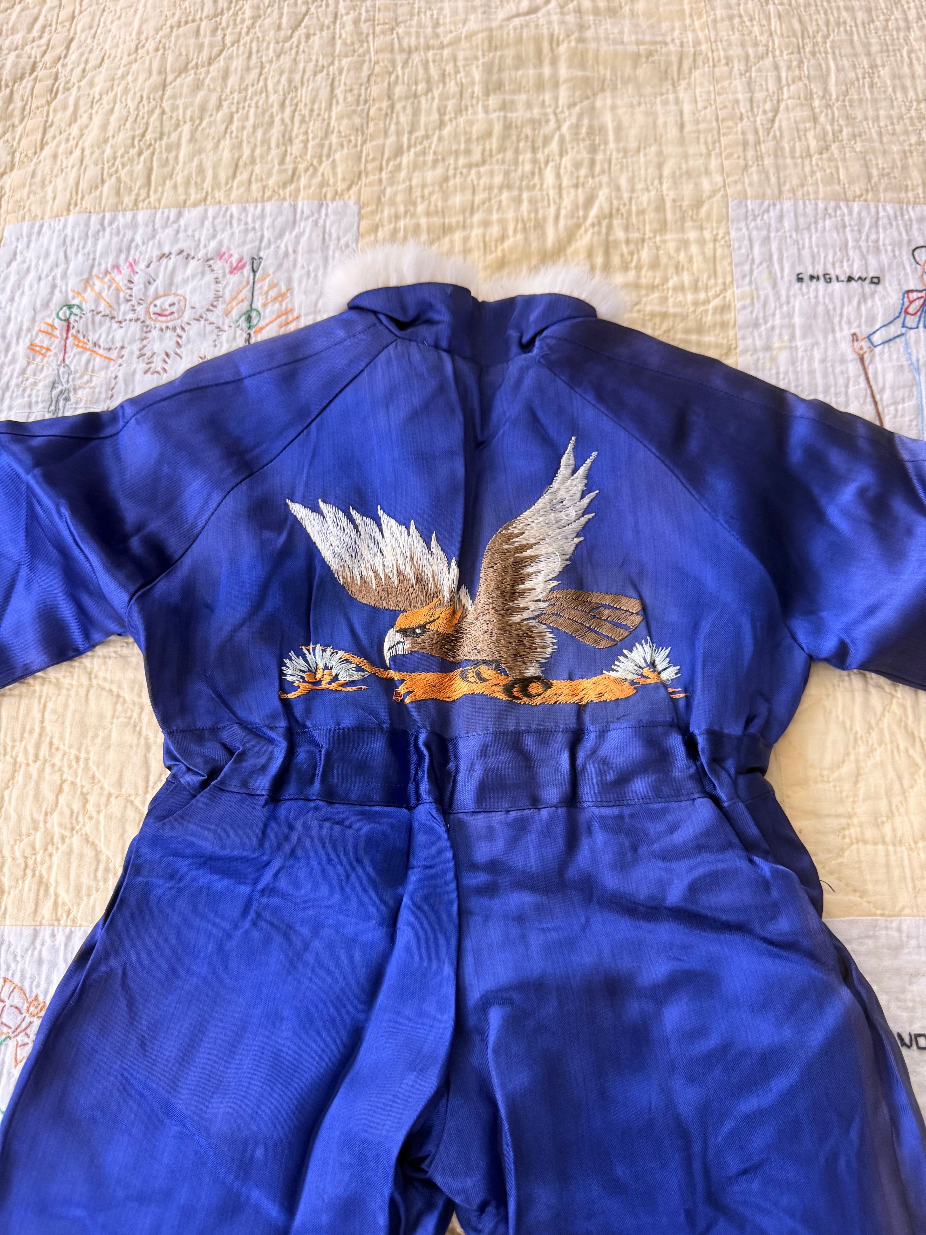 1940s japanese sukajan souvenir snowsuit, betty boop & peter pan