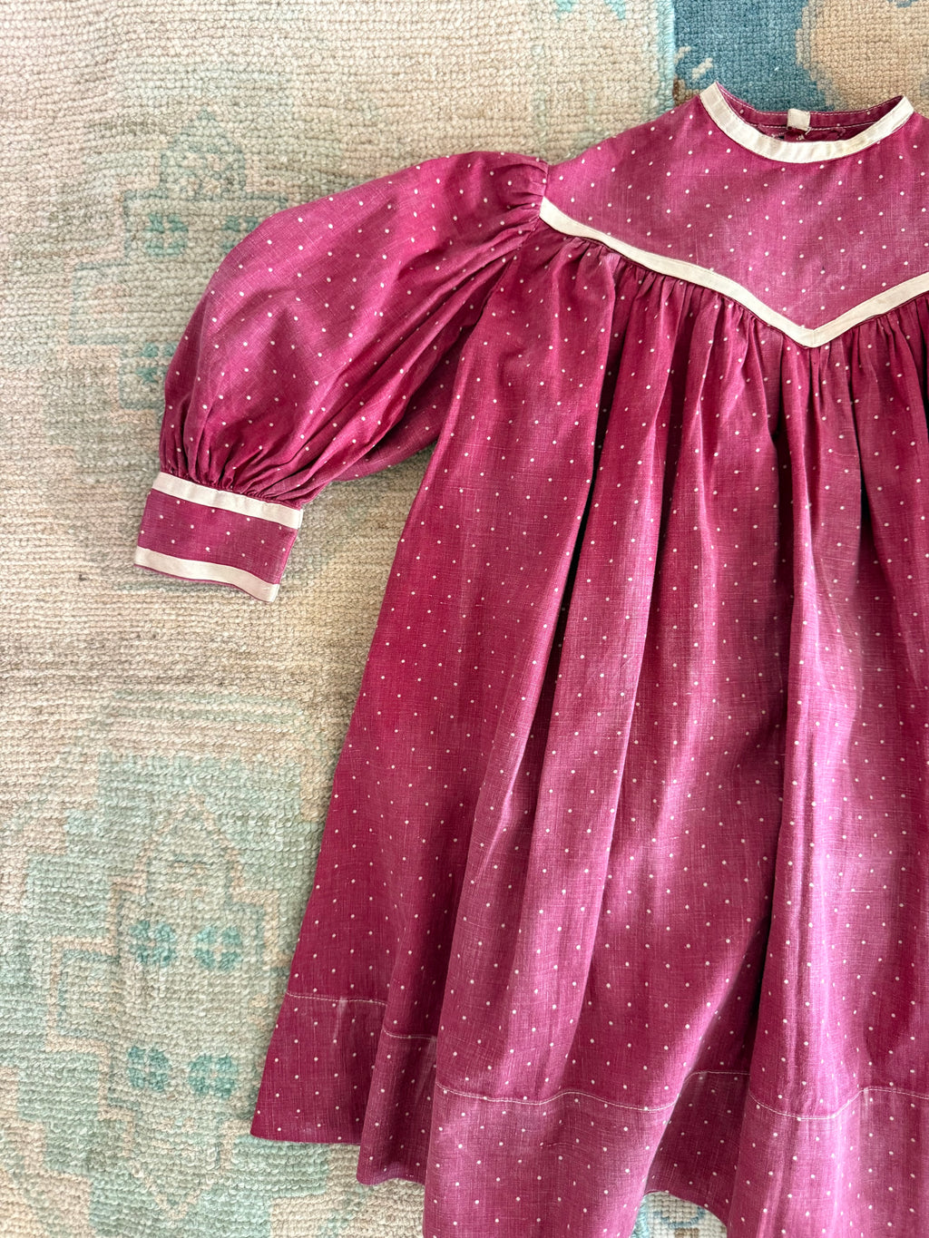 1900s dotted mulberry dress