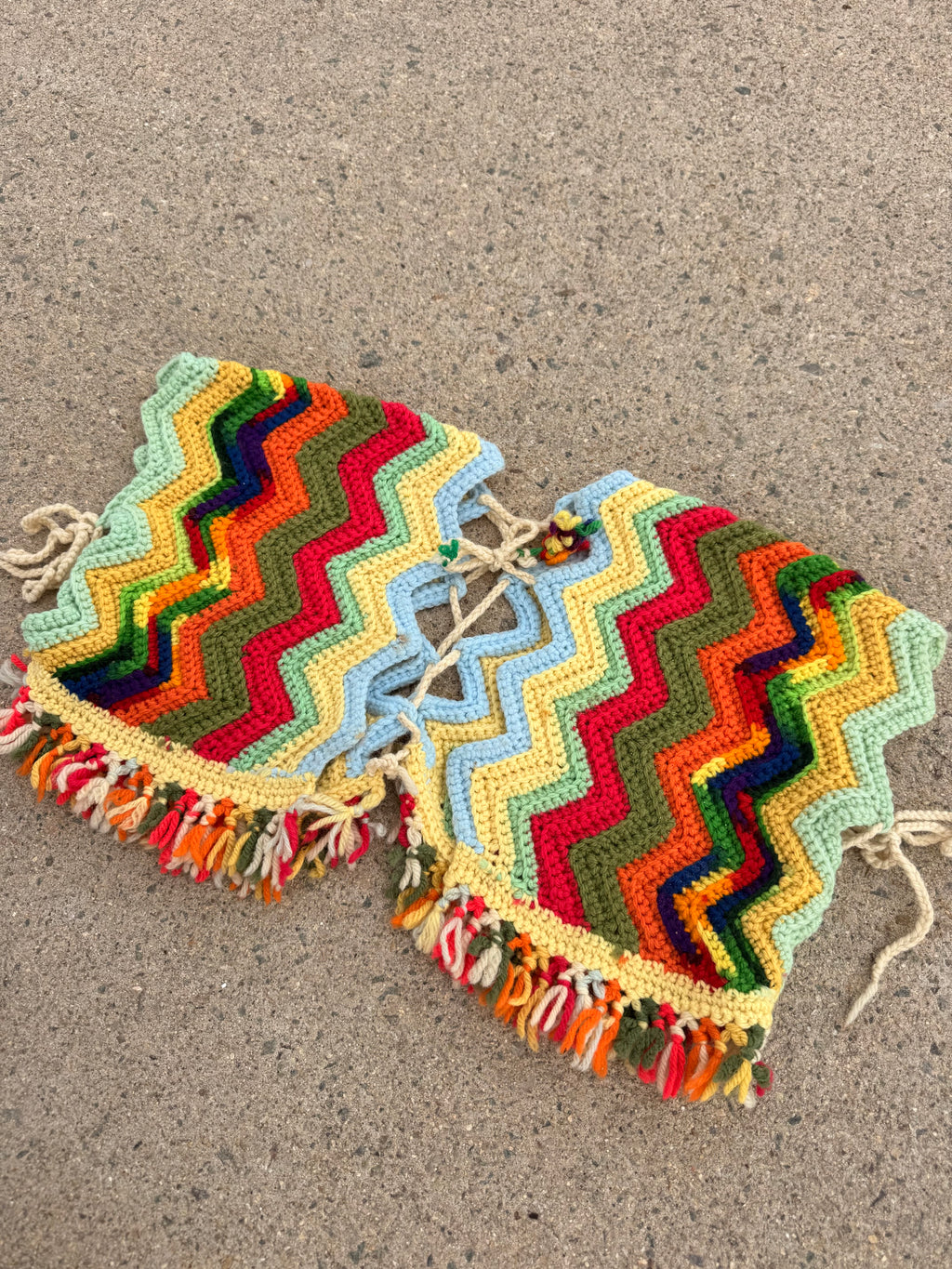1960’s crocheted rainbow caplet vest