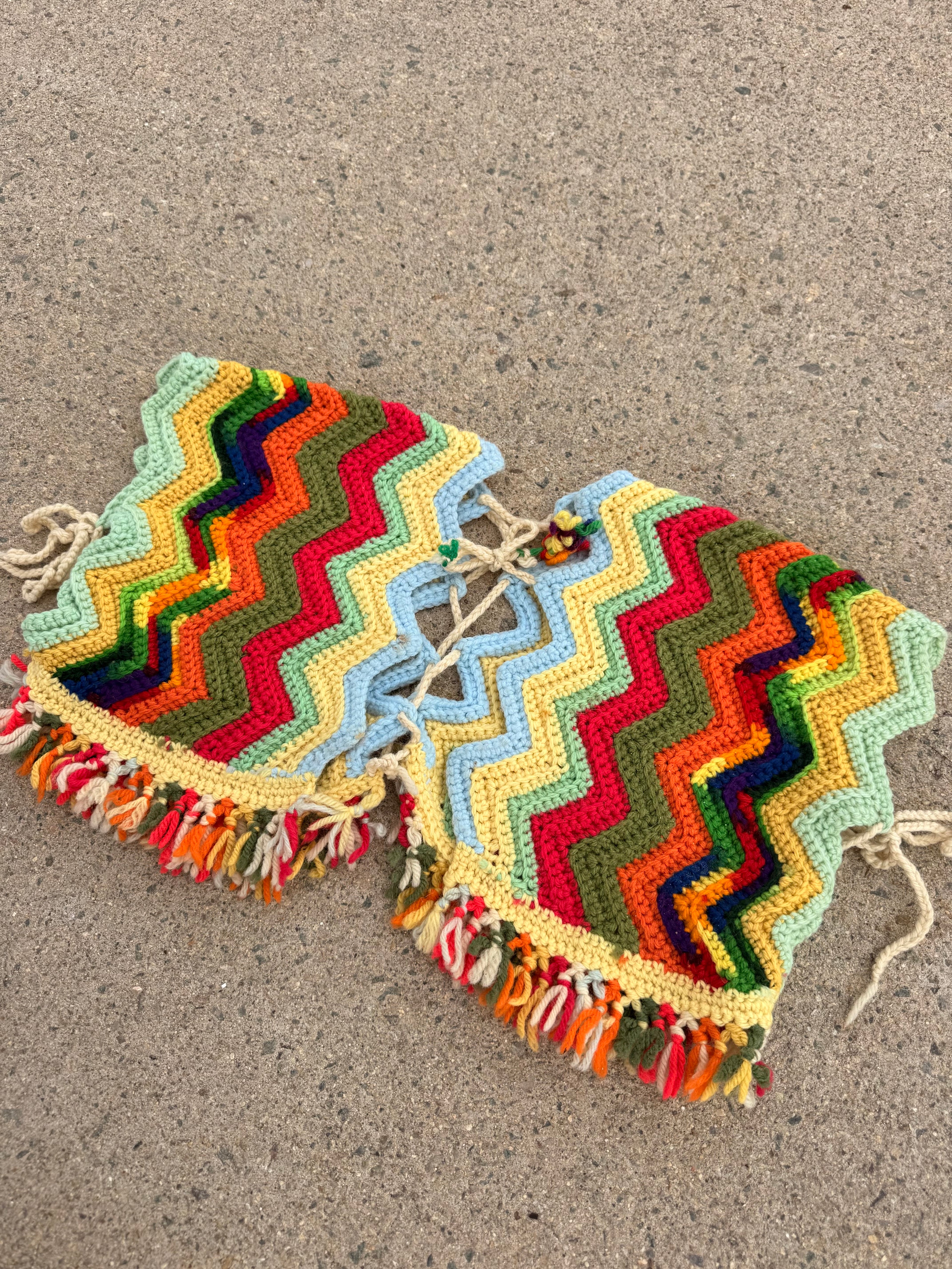 1960’s crocheted rainbow caplet vest