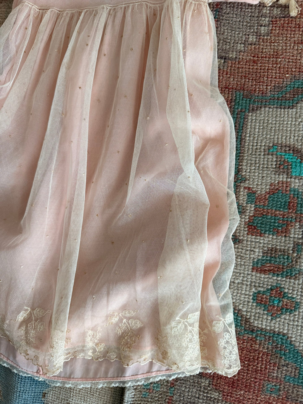 1920s embroidered net & silk dress