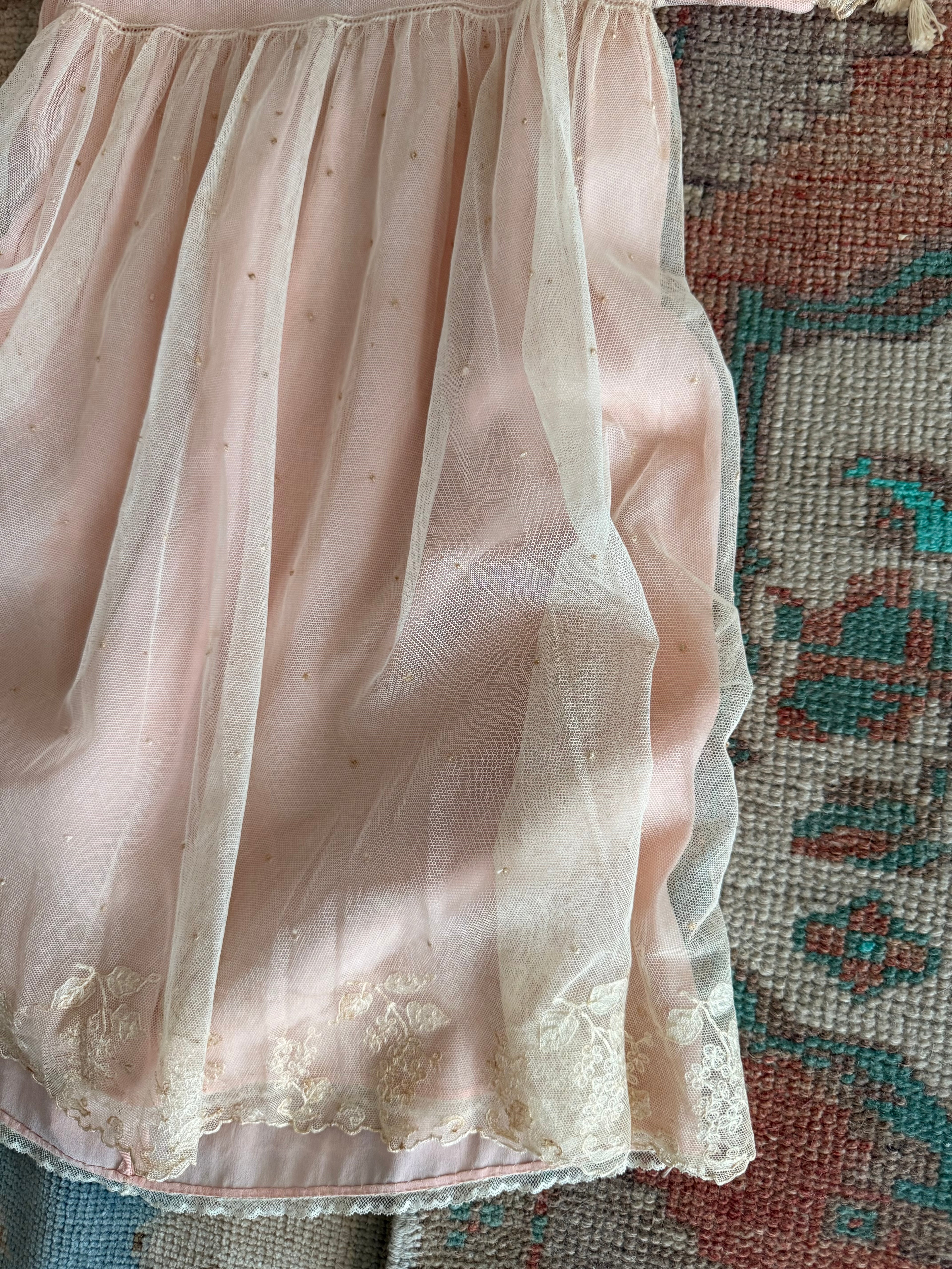 1920s embroidered net & silk dress