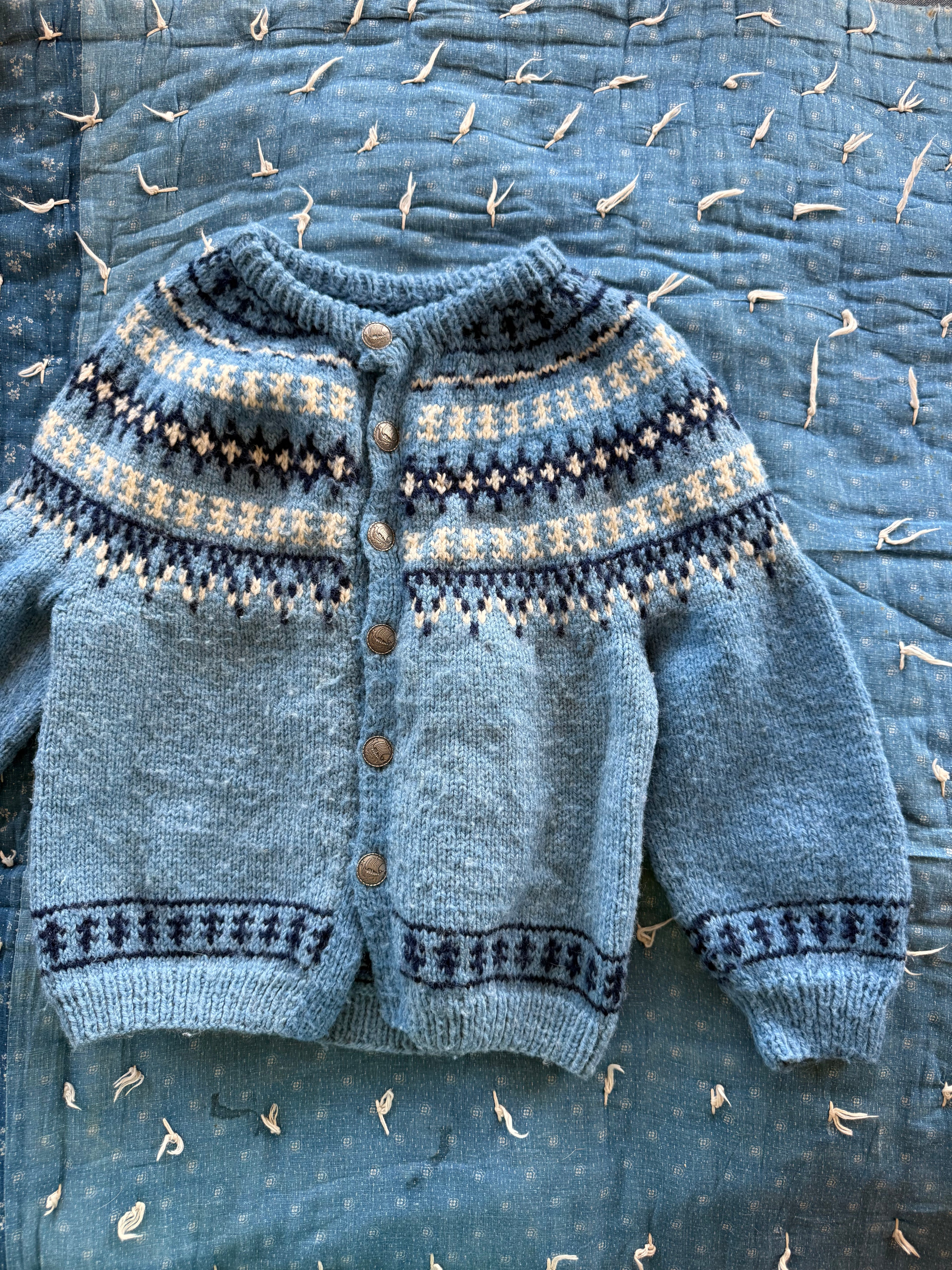 1940s wool fair isles cardigan