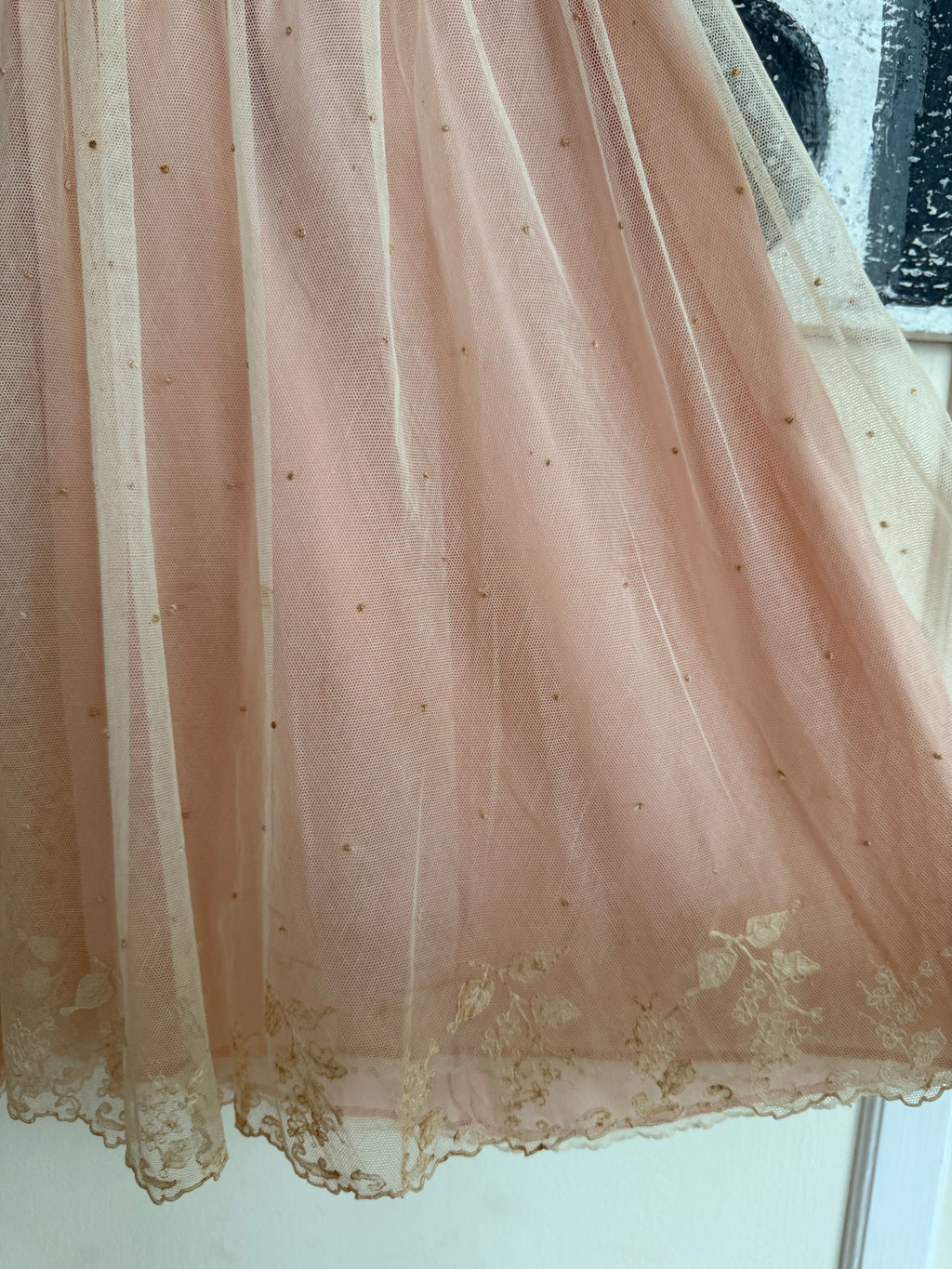 1920s embroidered net & silk dress