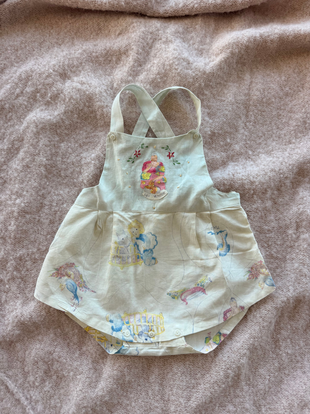 1950s hawaiian folk art romper