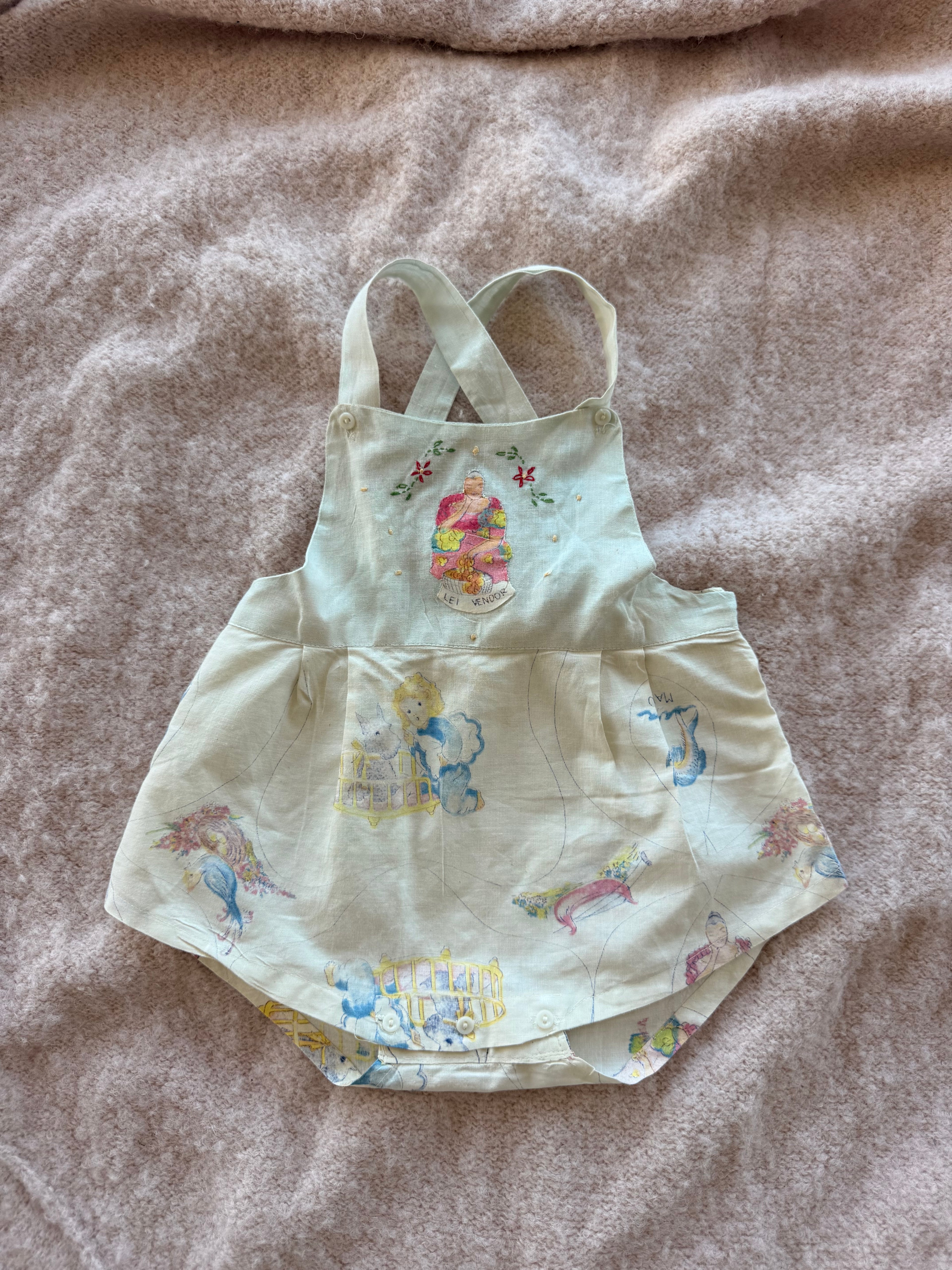 1950s hawaiian folk art romper