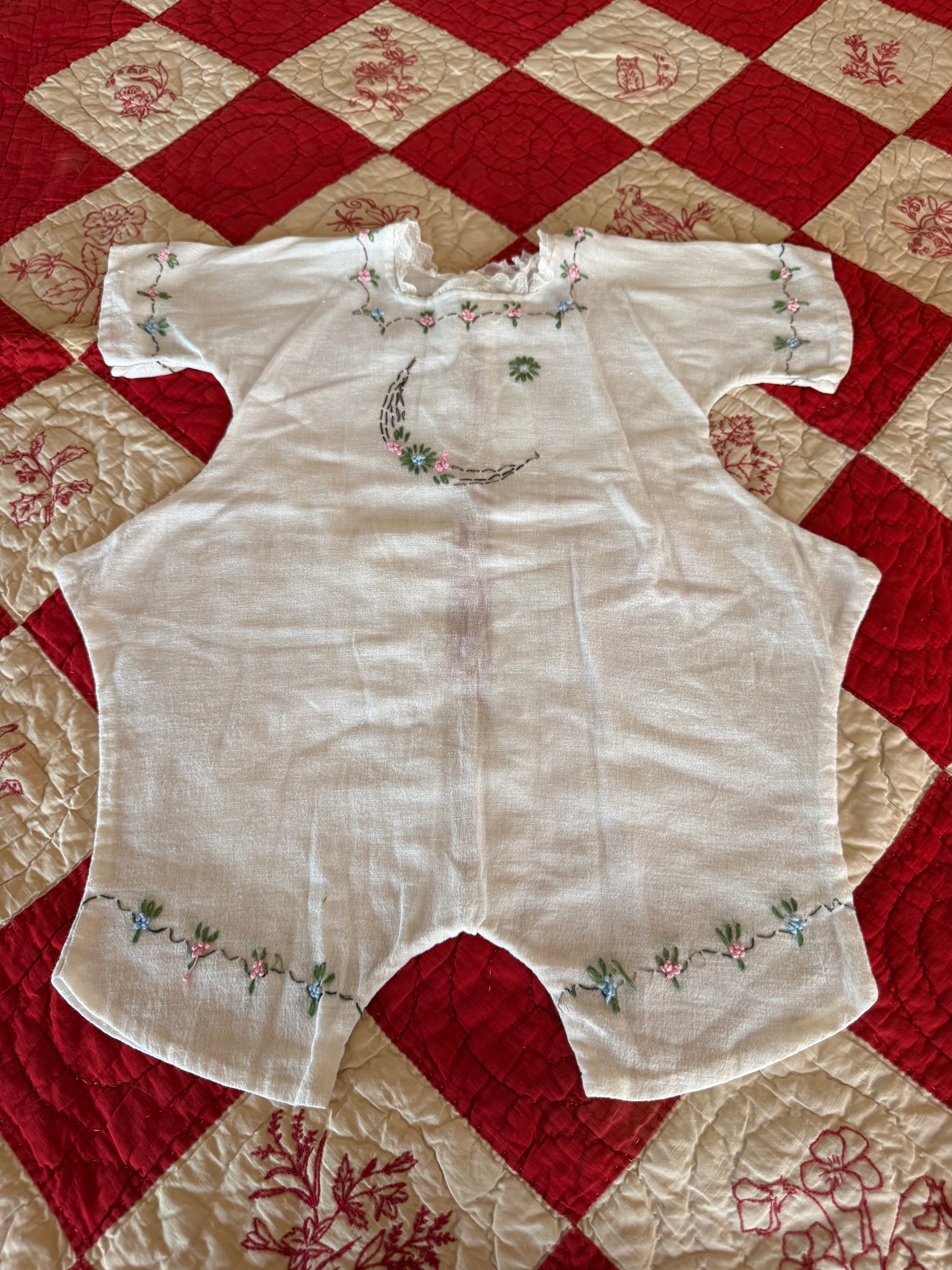 1940s hand embroidered moon romper
