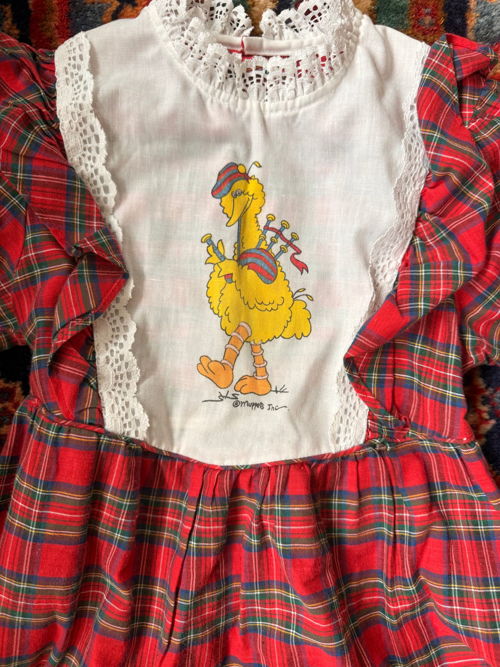1970s sesame street bag pipe big bird dress