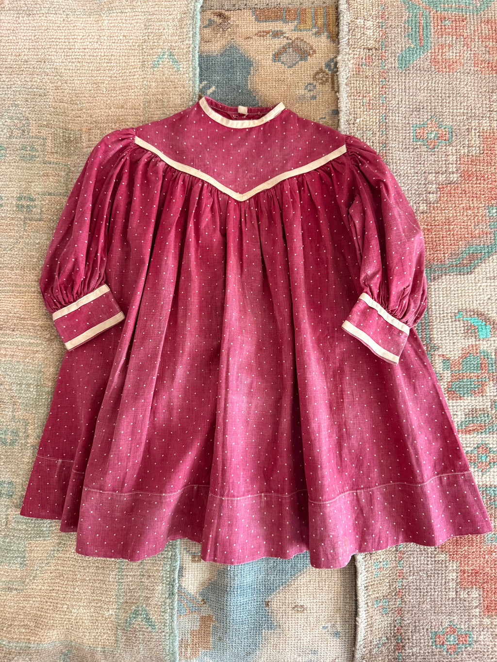 1900s dotted mulberry dress