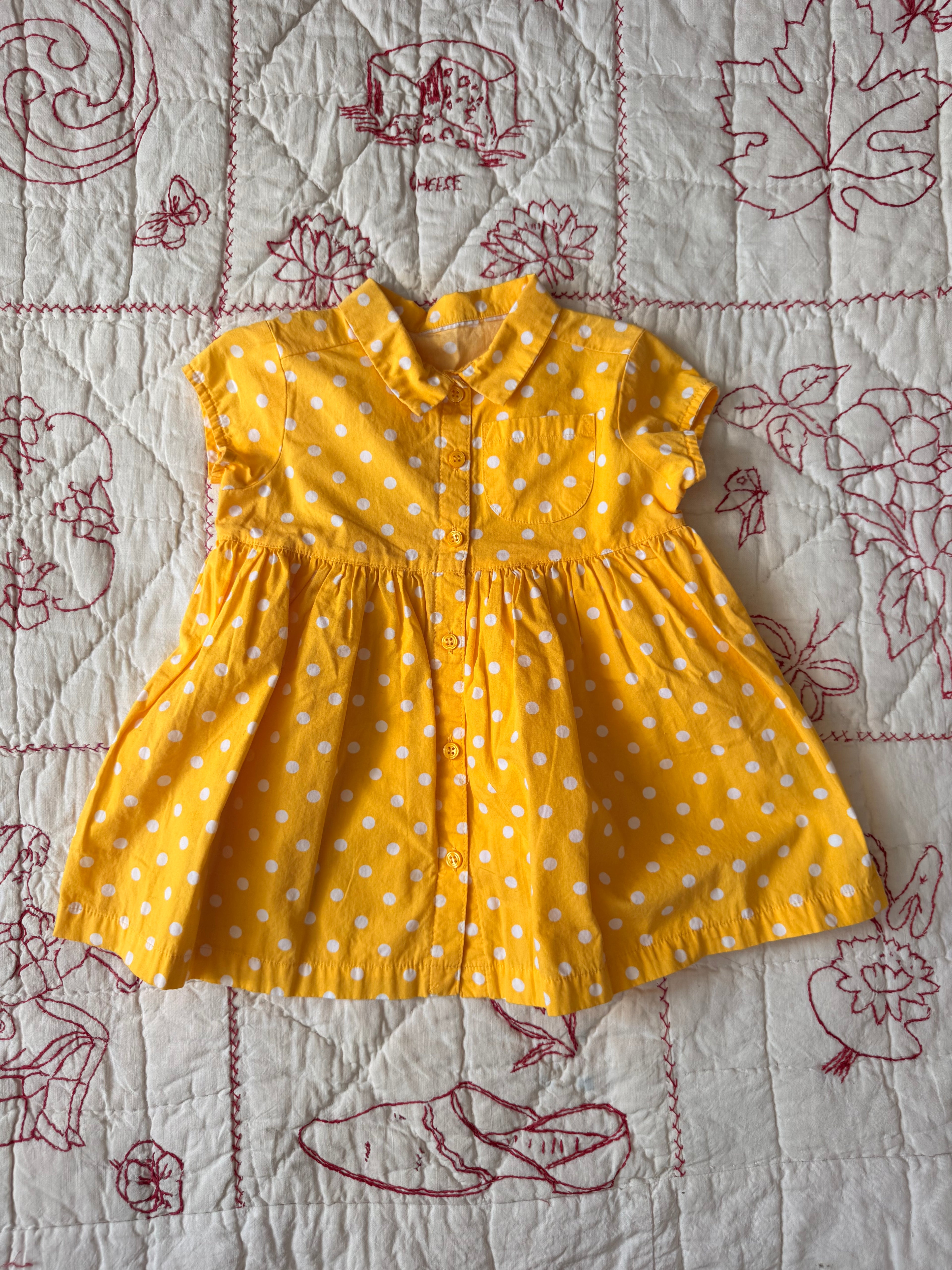 1990s yellow polka dot dress