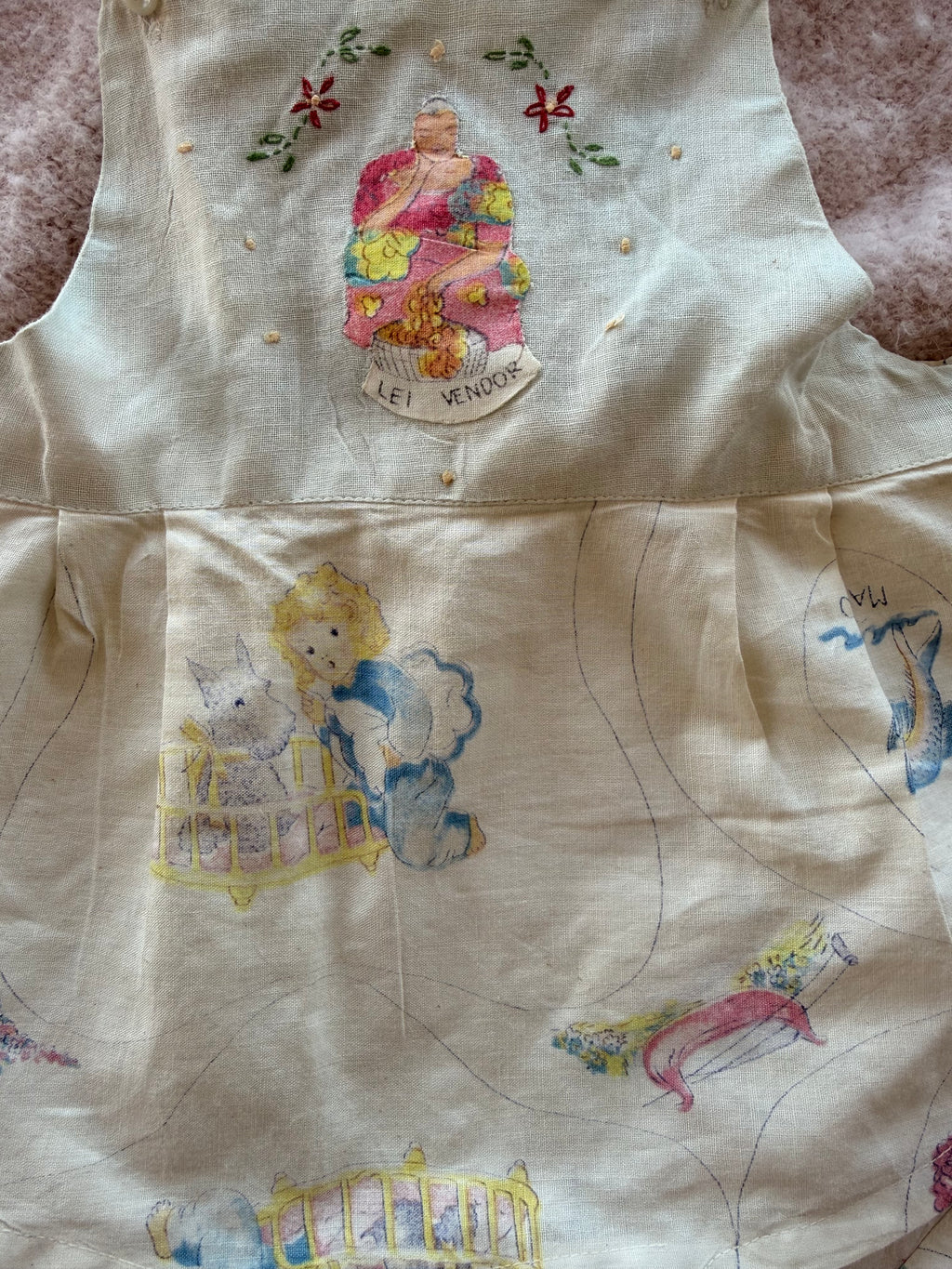 1950s hawaiian folk art romper