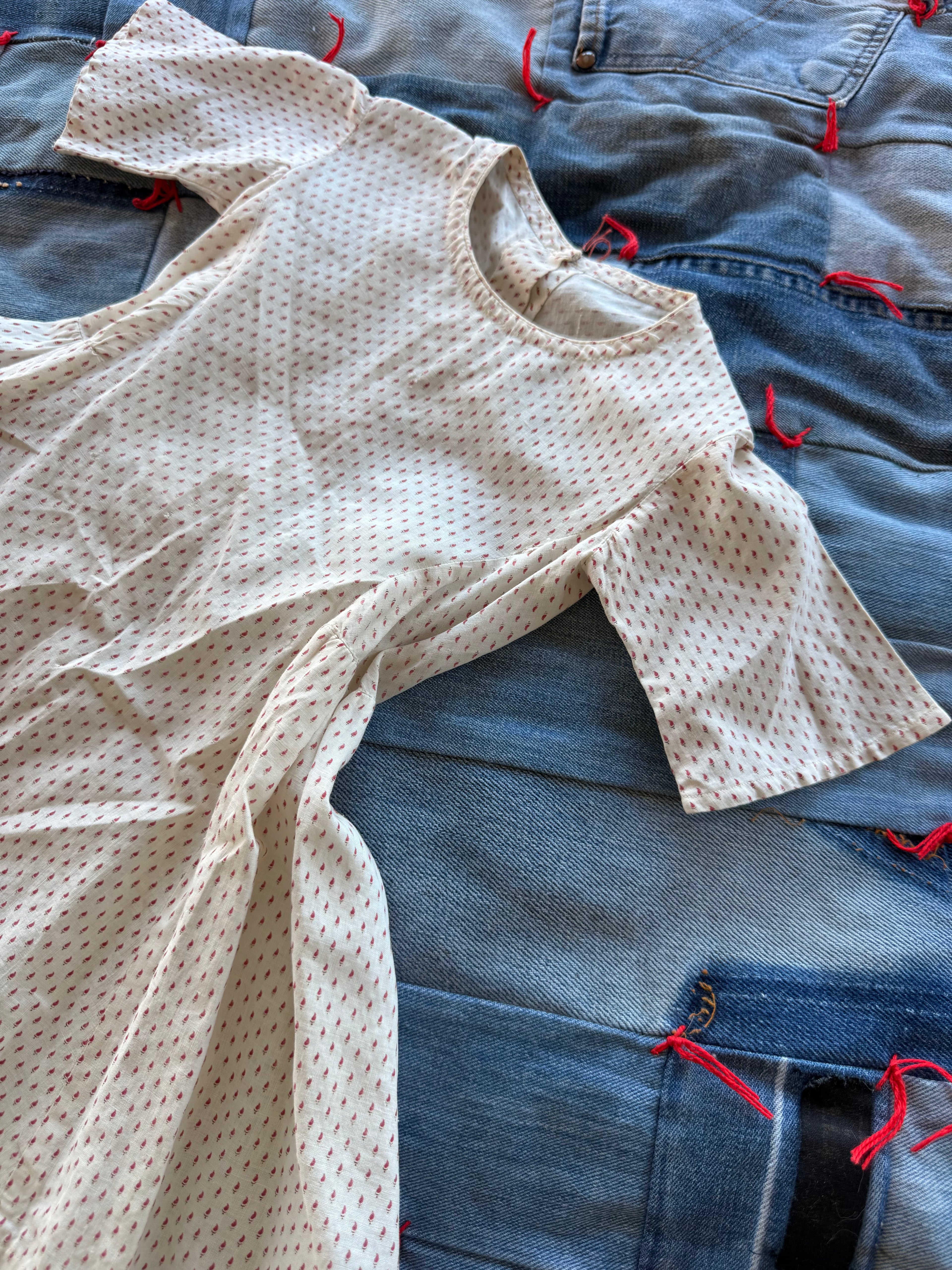 1910s calico flame dress