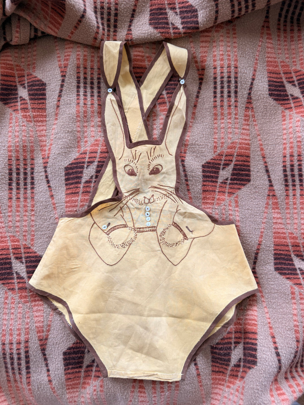 1950s embroidered mr bunny romper