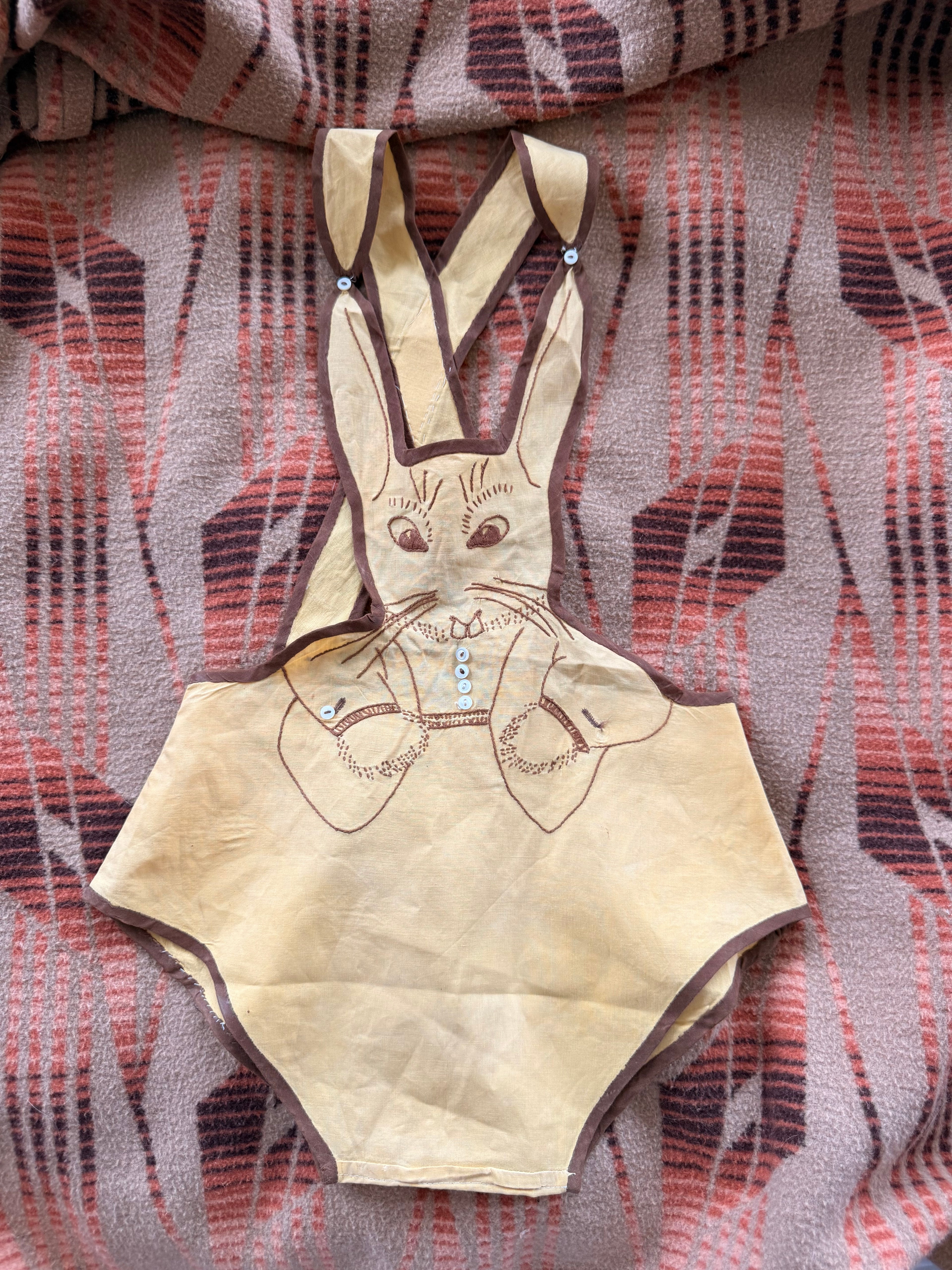 1950s embroidered mr bunny romper