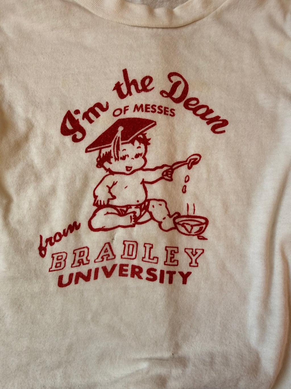 1970s bradley university dean of messes tee