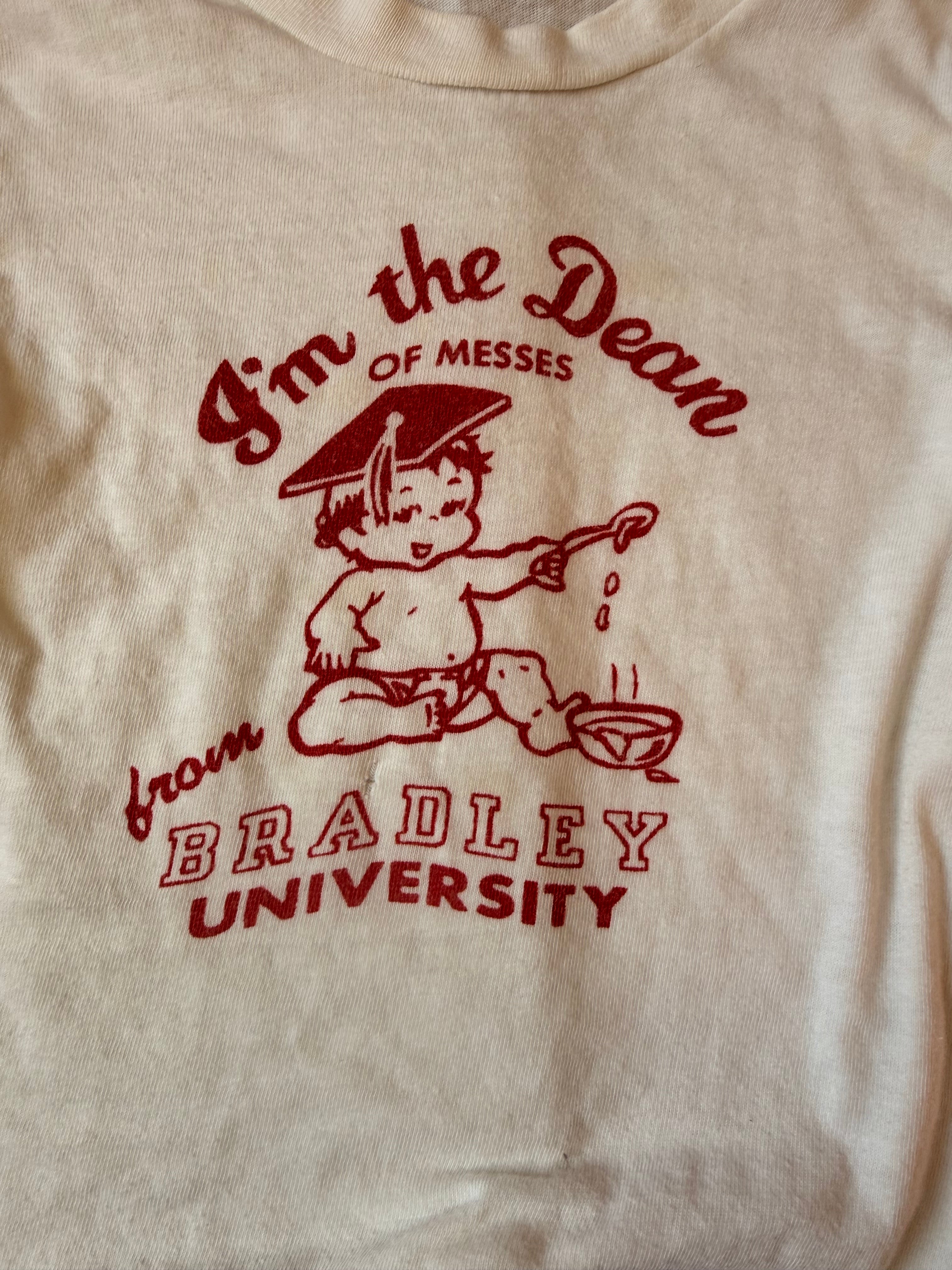 1970s bradley university dean of messes tee