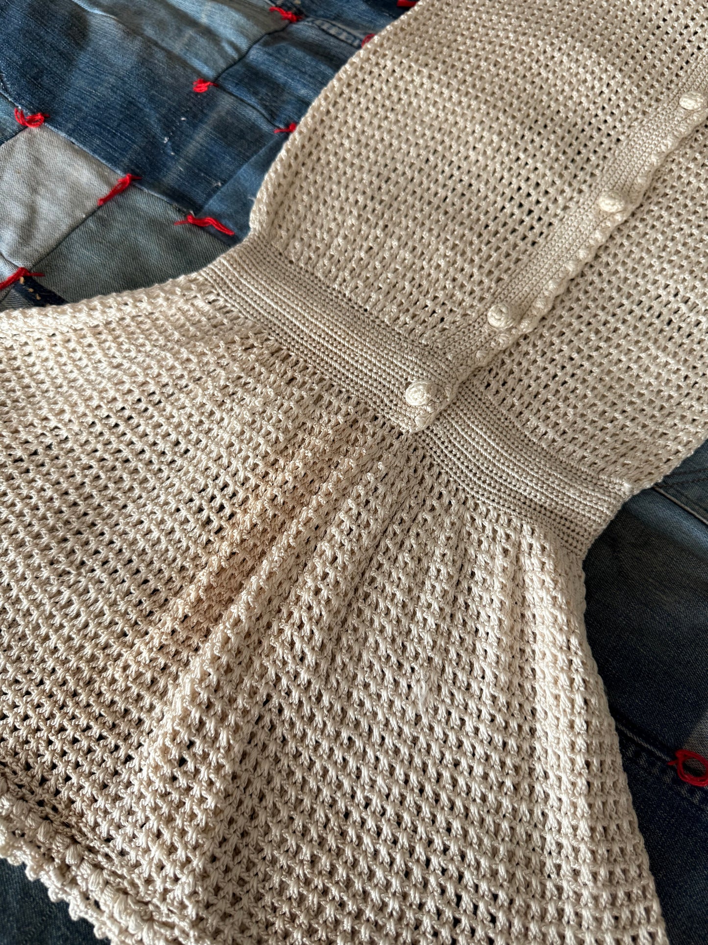 1930s white silk crochet dress