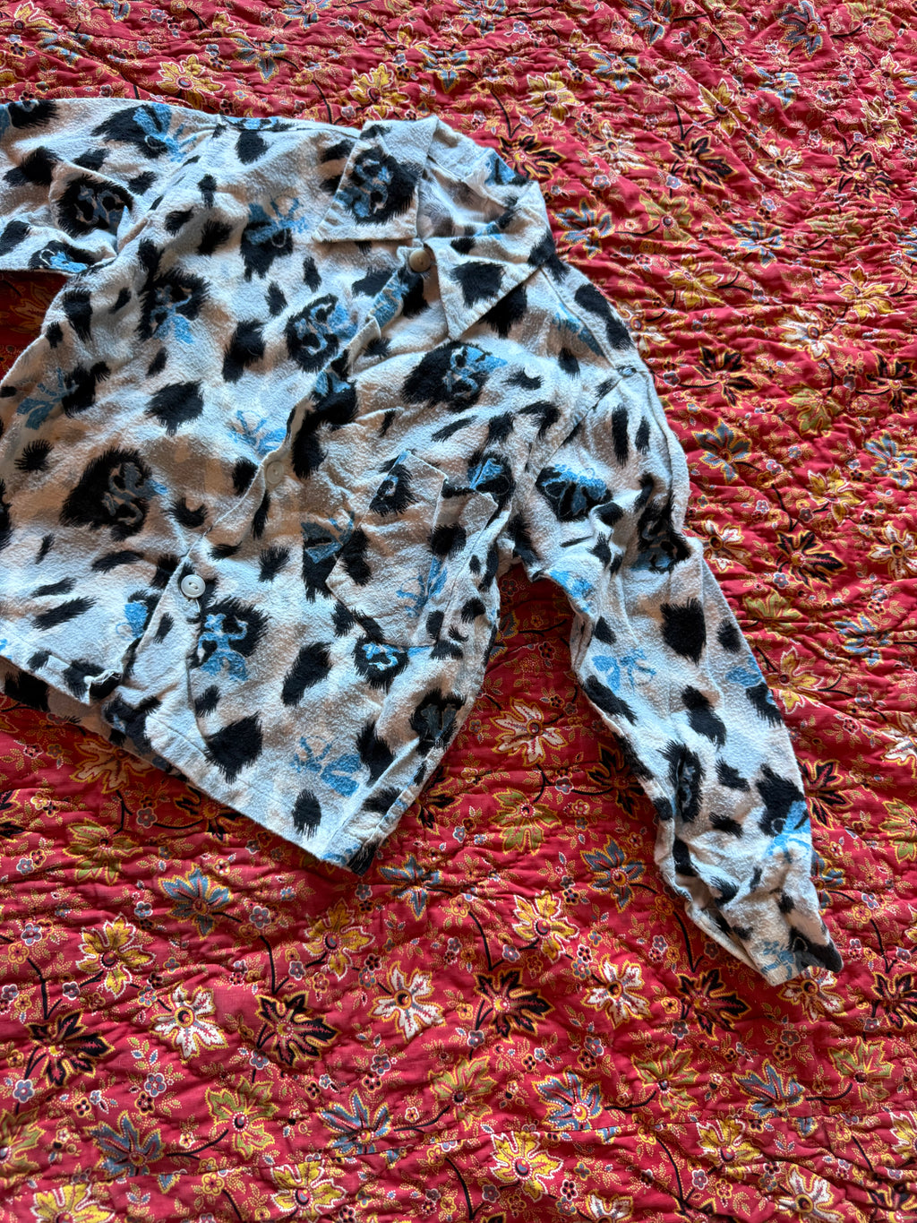 1950s cow print western flannel