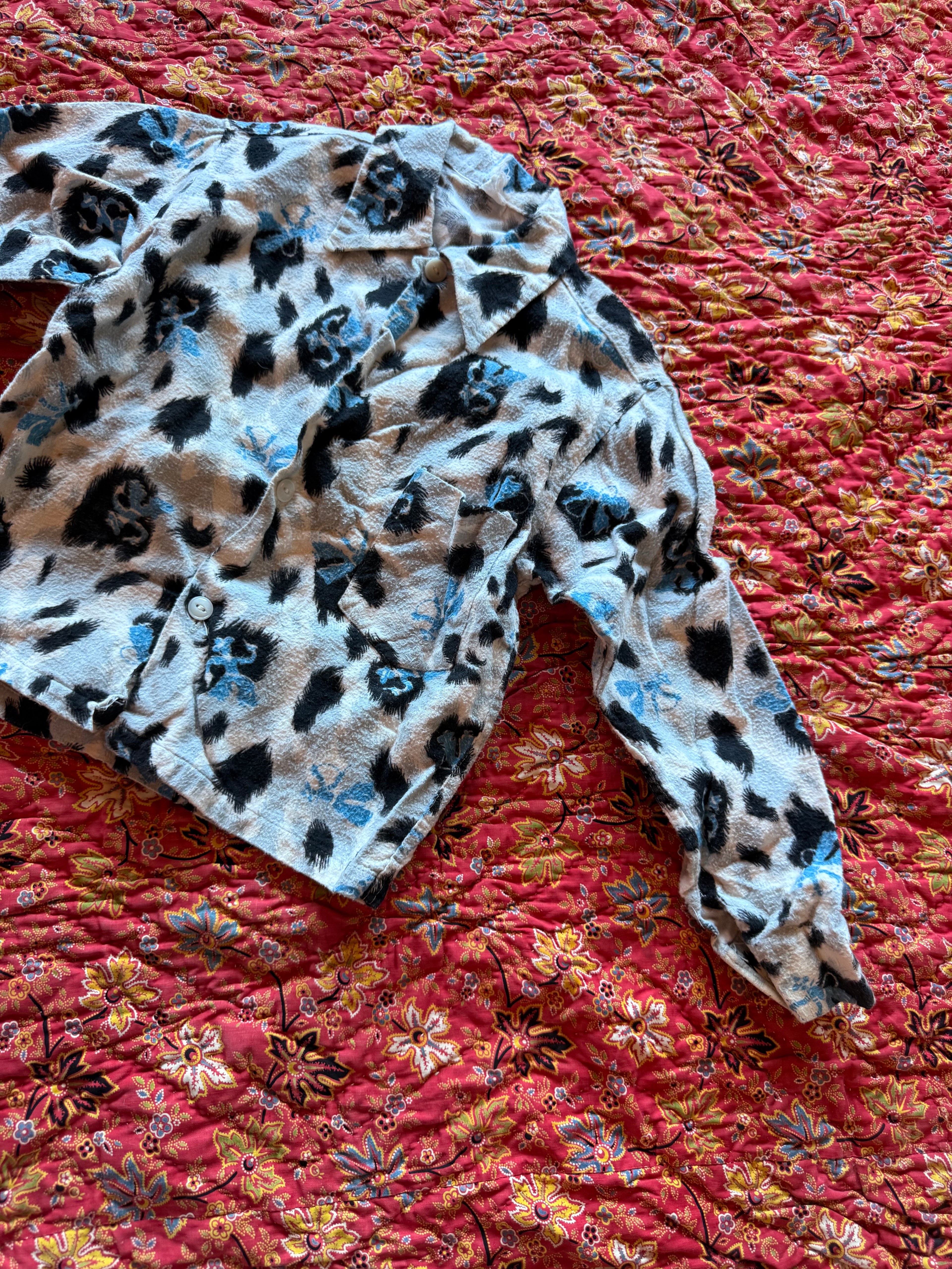 1950s cow print western flannel