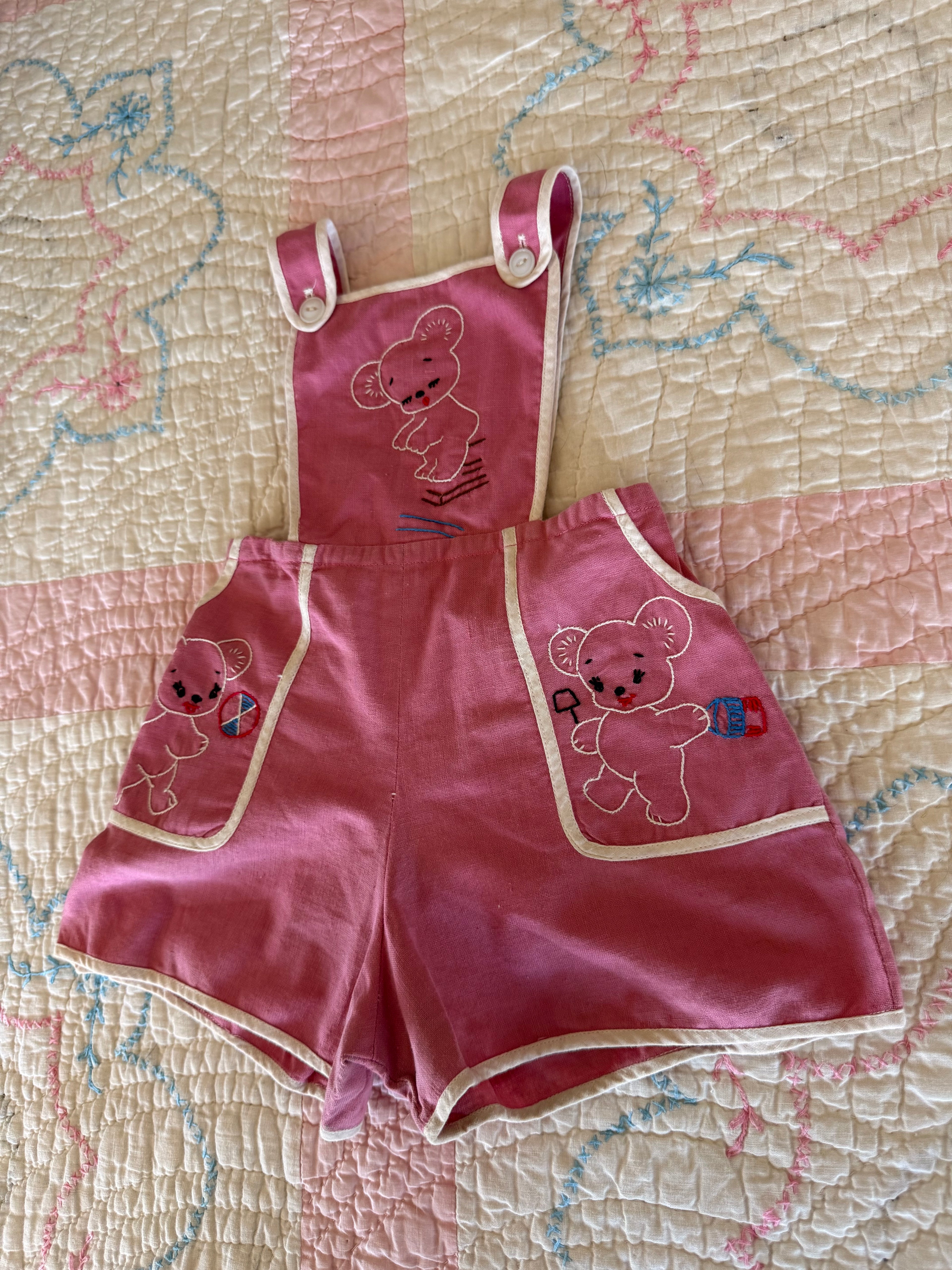 1950s play bear overalls