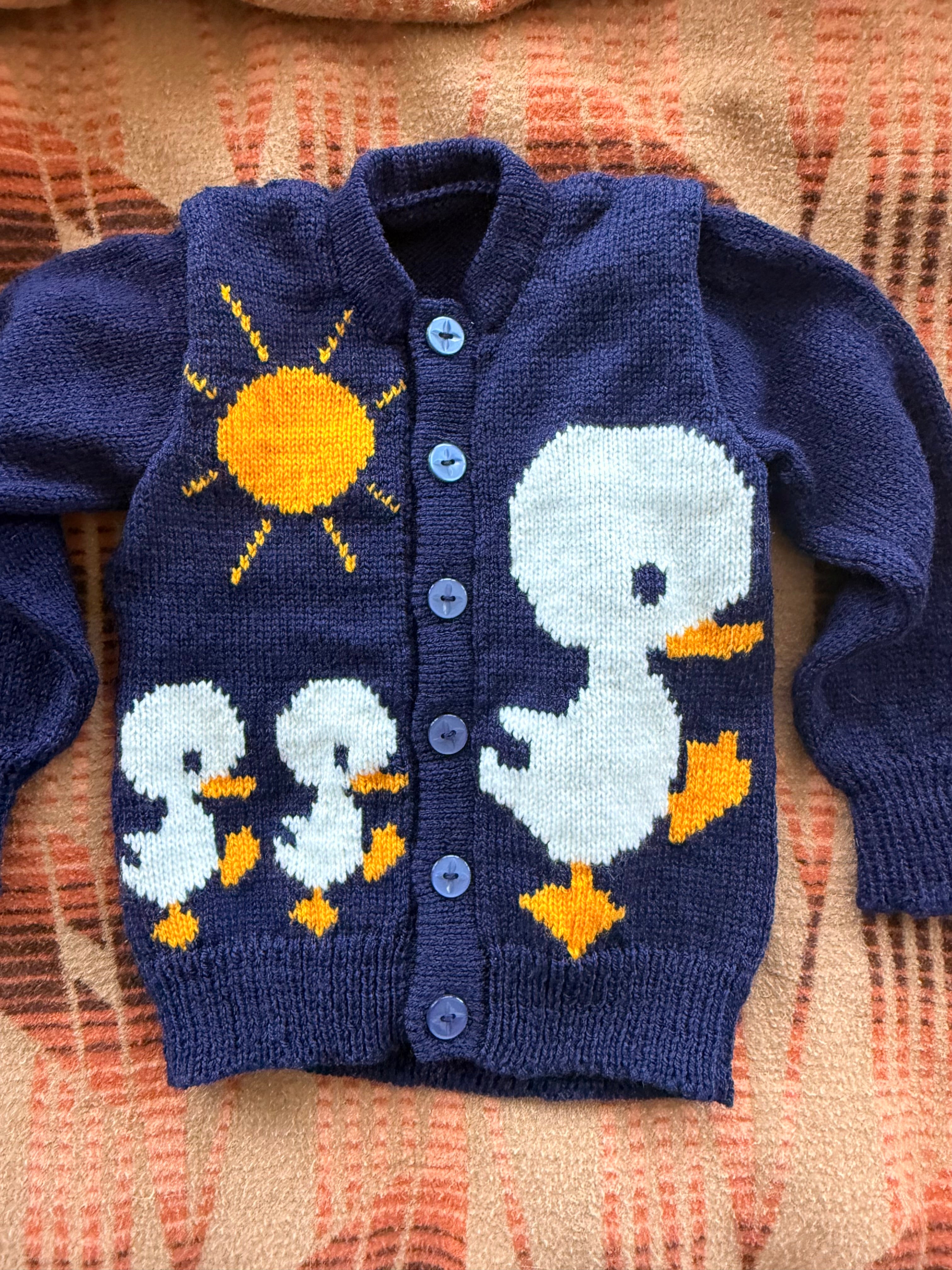 1960s duck family knit cardigan