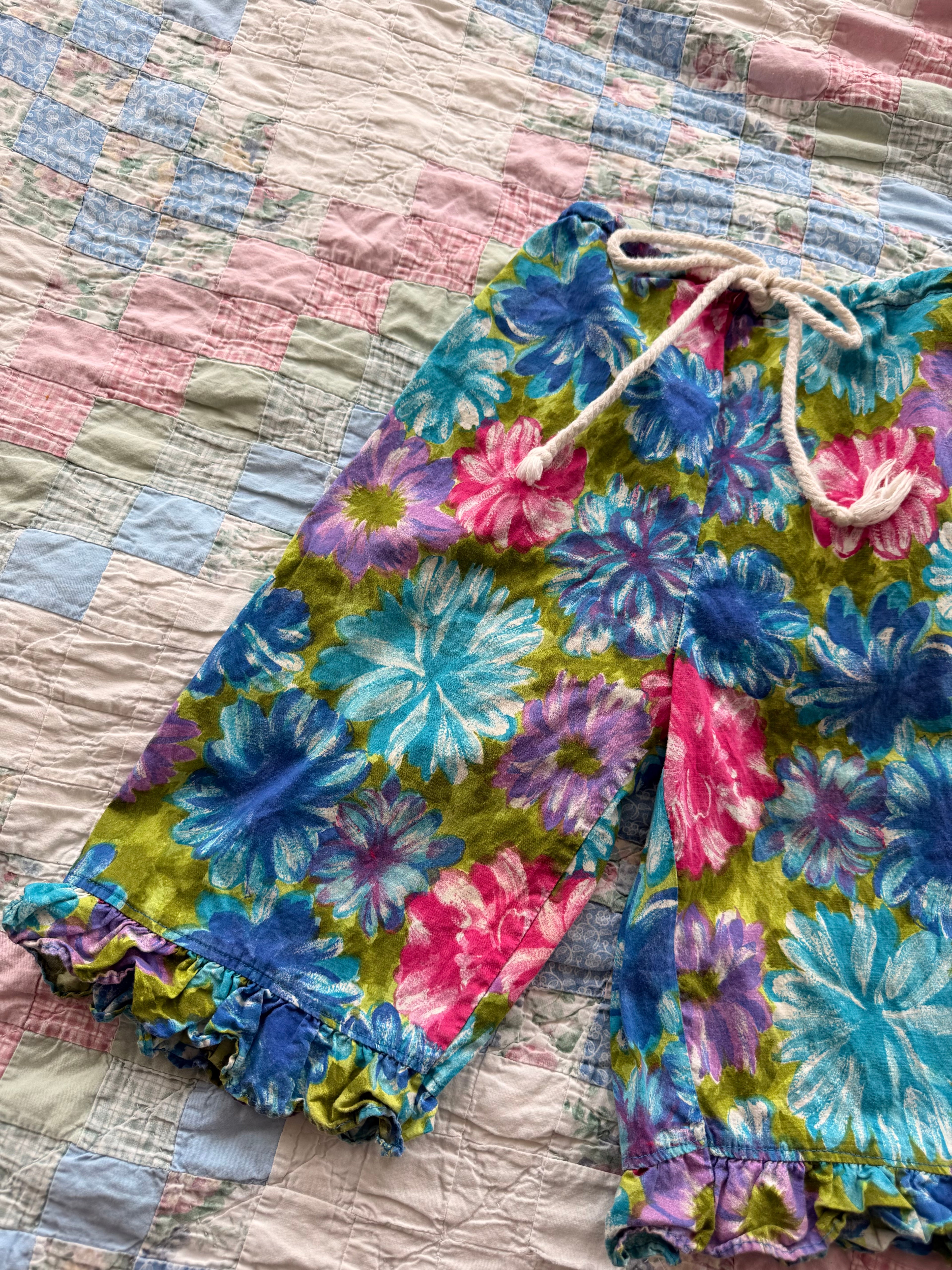 1960s tropical floral pants