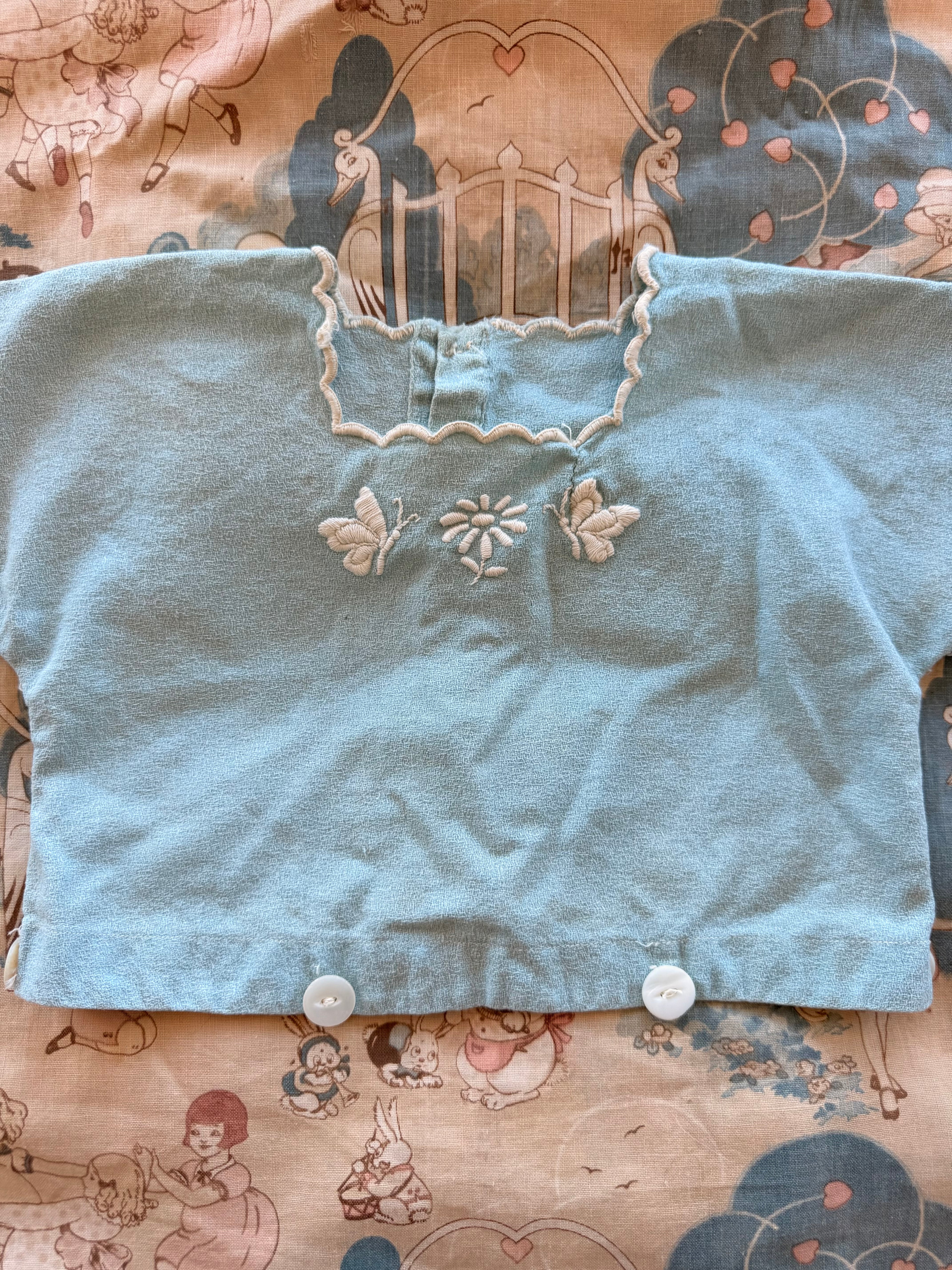 1910s baby blue butterfly top