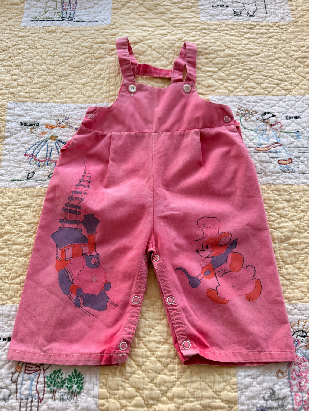 1960s pink train overalls