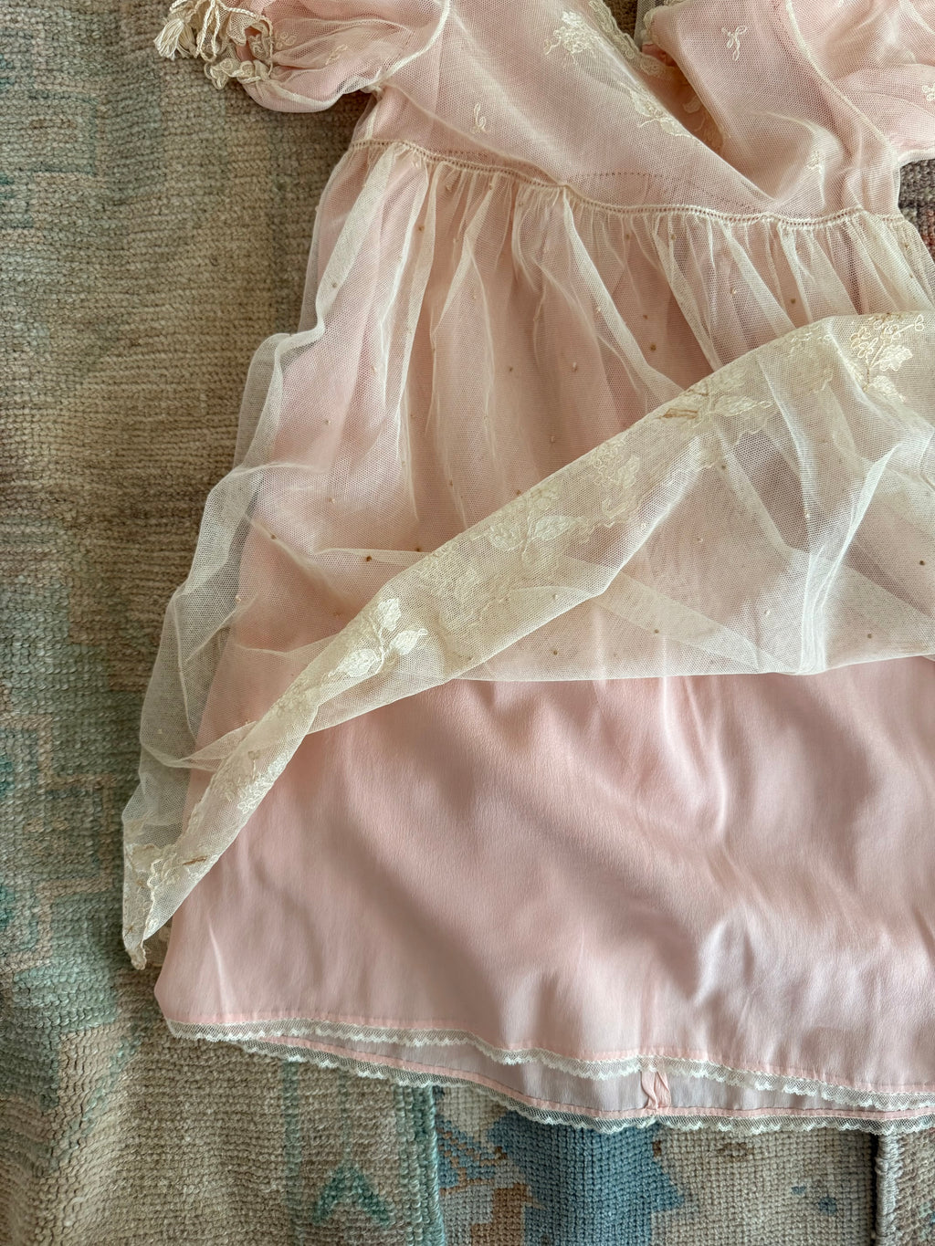 1920s embroidered net & silk dress