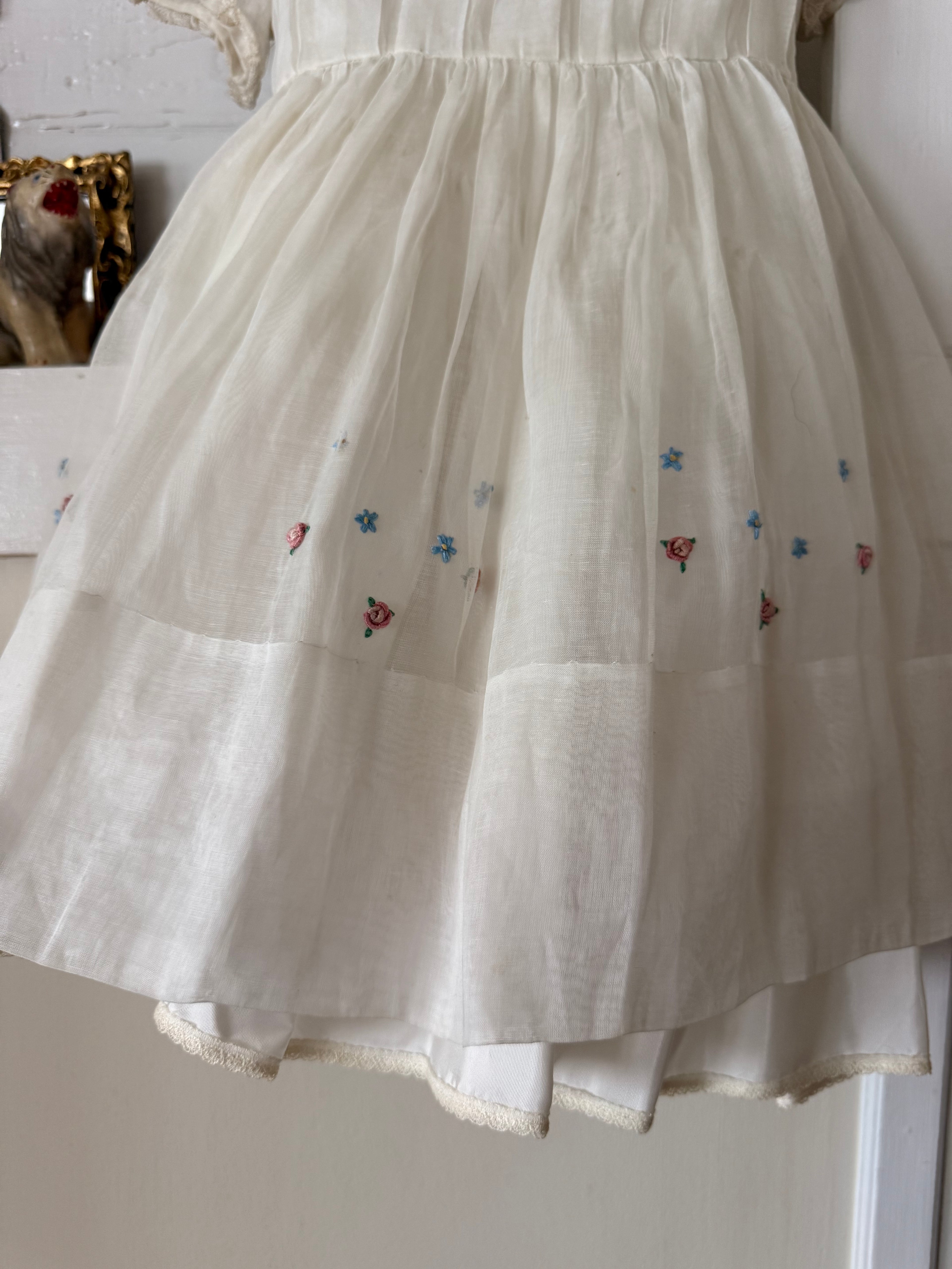 1950s embroidered organdy dress & slip