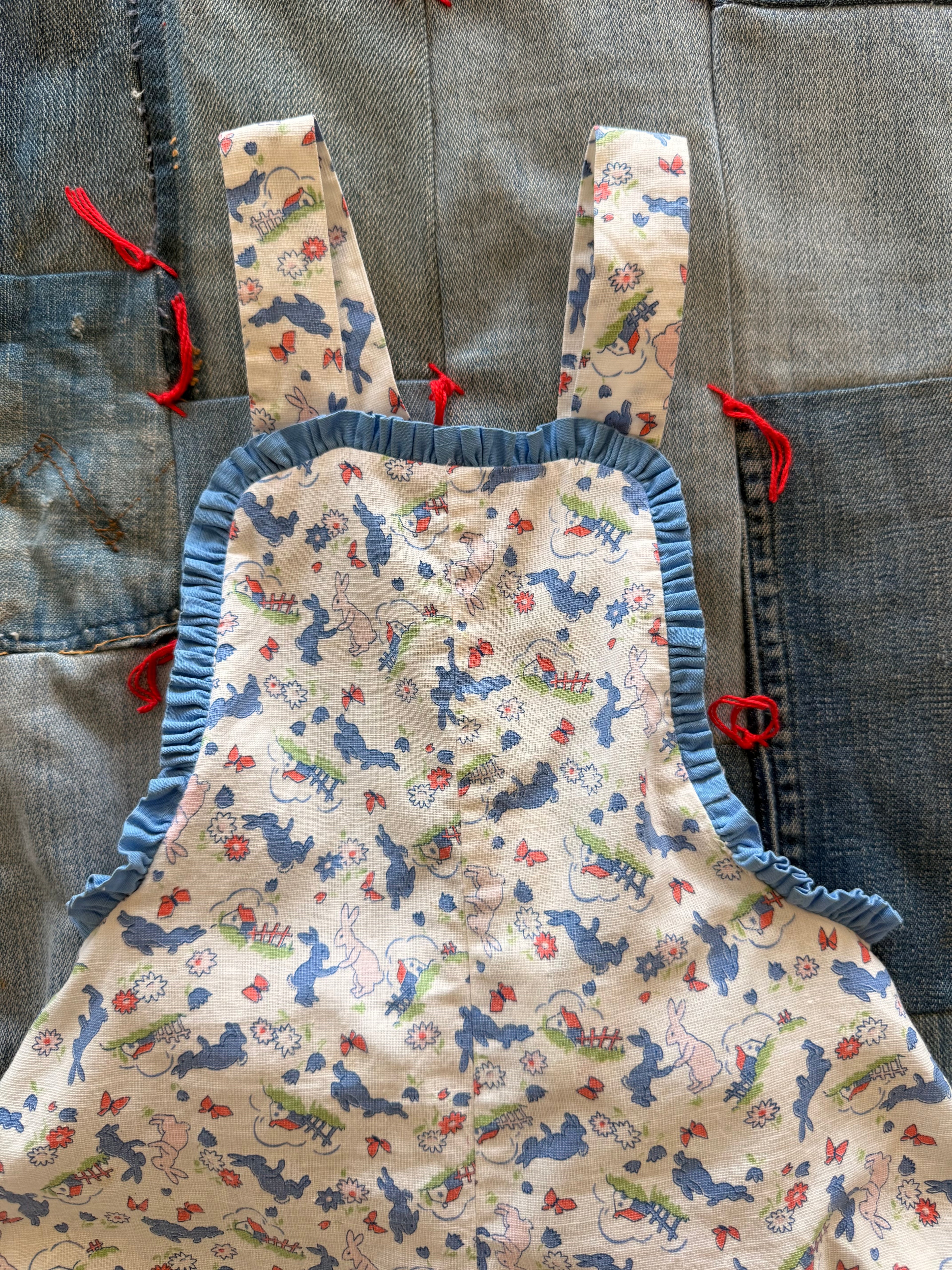 1940s pink & blue bunny romper