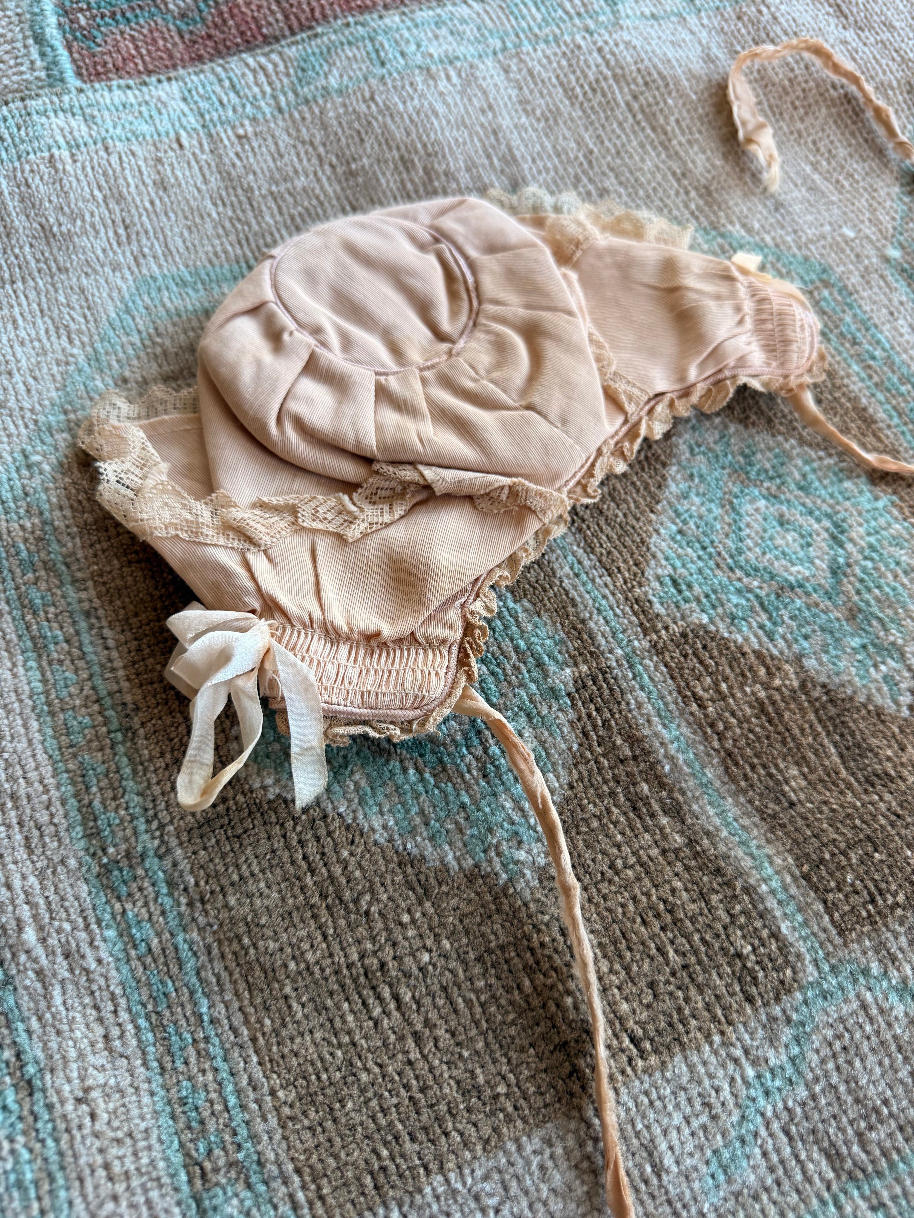 1900s pale pink bonnet